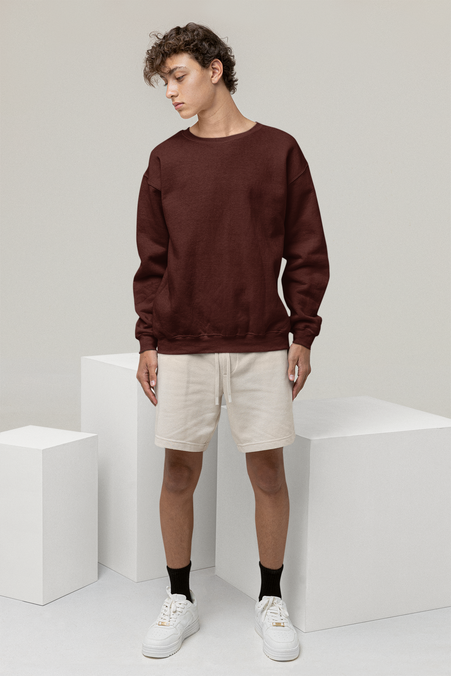 SWEATSHIRTS MAROON : SOLIDS