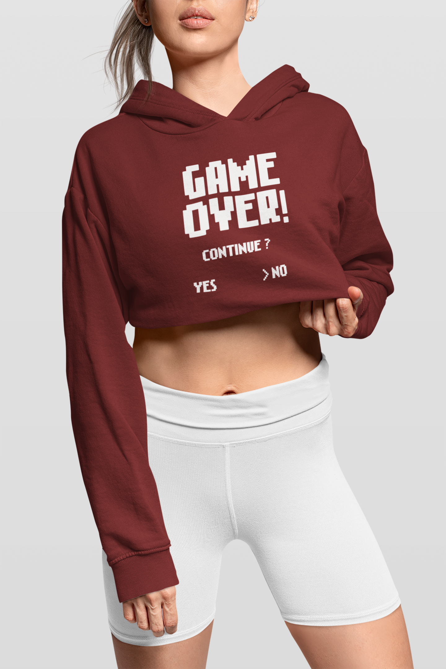 CROP HOODIES MAROON: GAME OVER