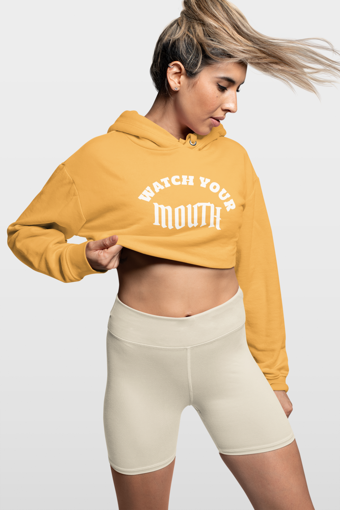 CROP HOODIES MUSTARD YELLOW x MOUTH