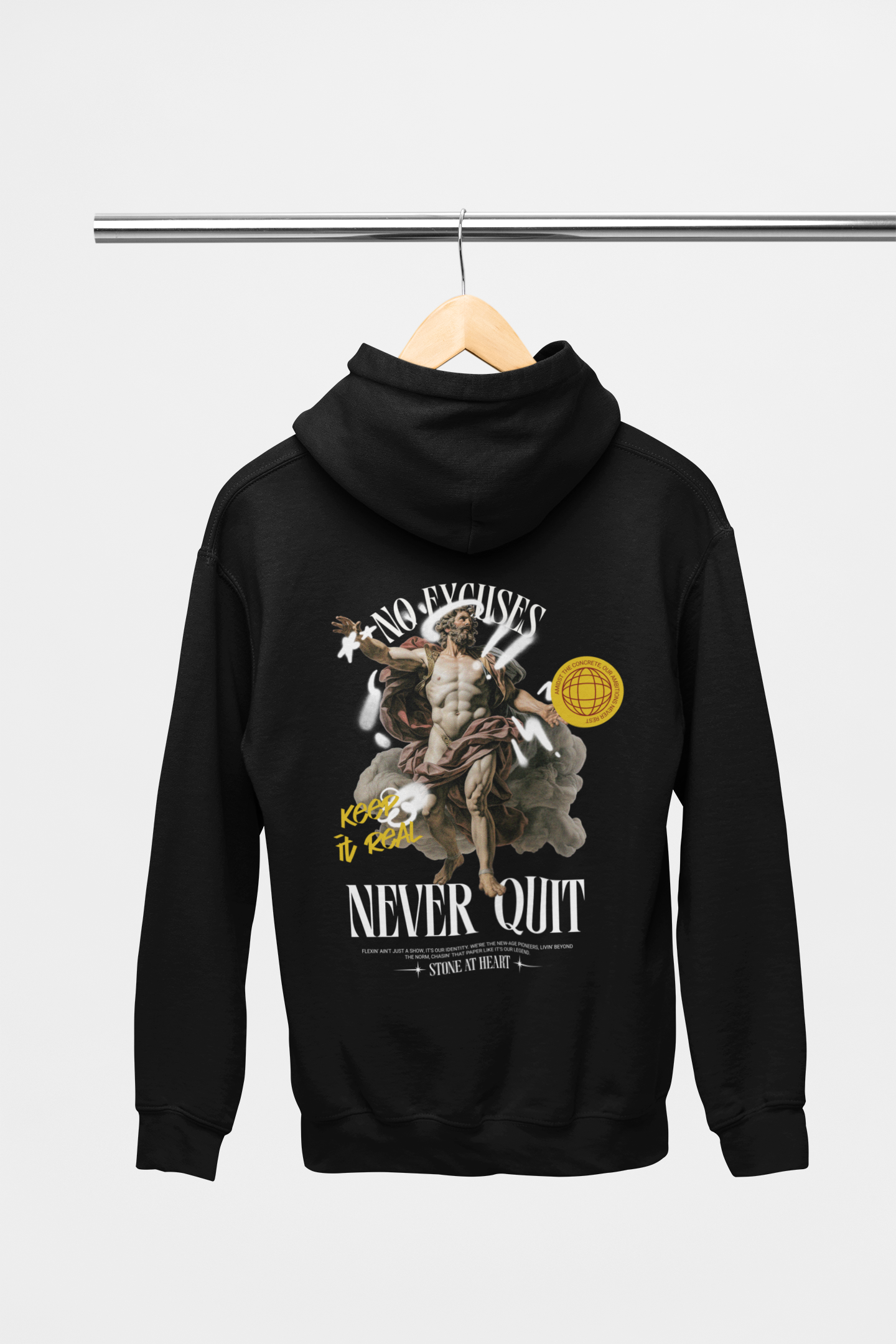 HOODIE BLACK: NEVER QUIT