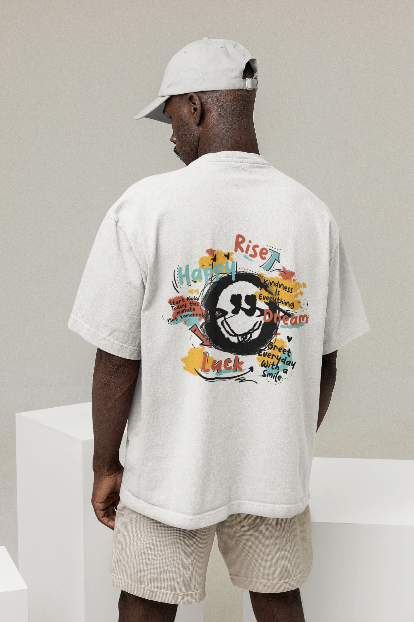 OVERSIZED TSHIRTS WHITE: RISE LUCK