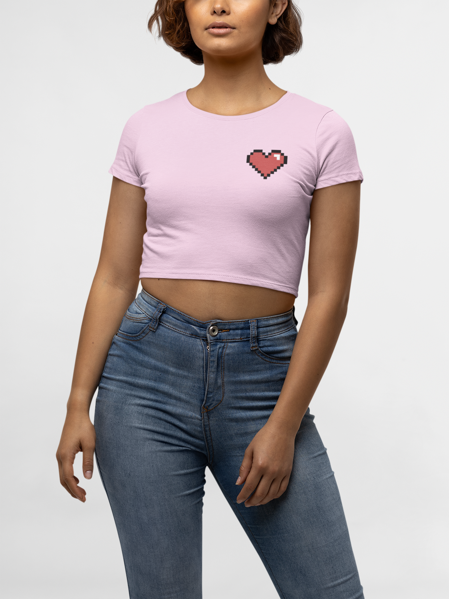 CROP TOP PINK: PIXELATED HEART