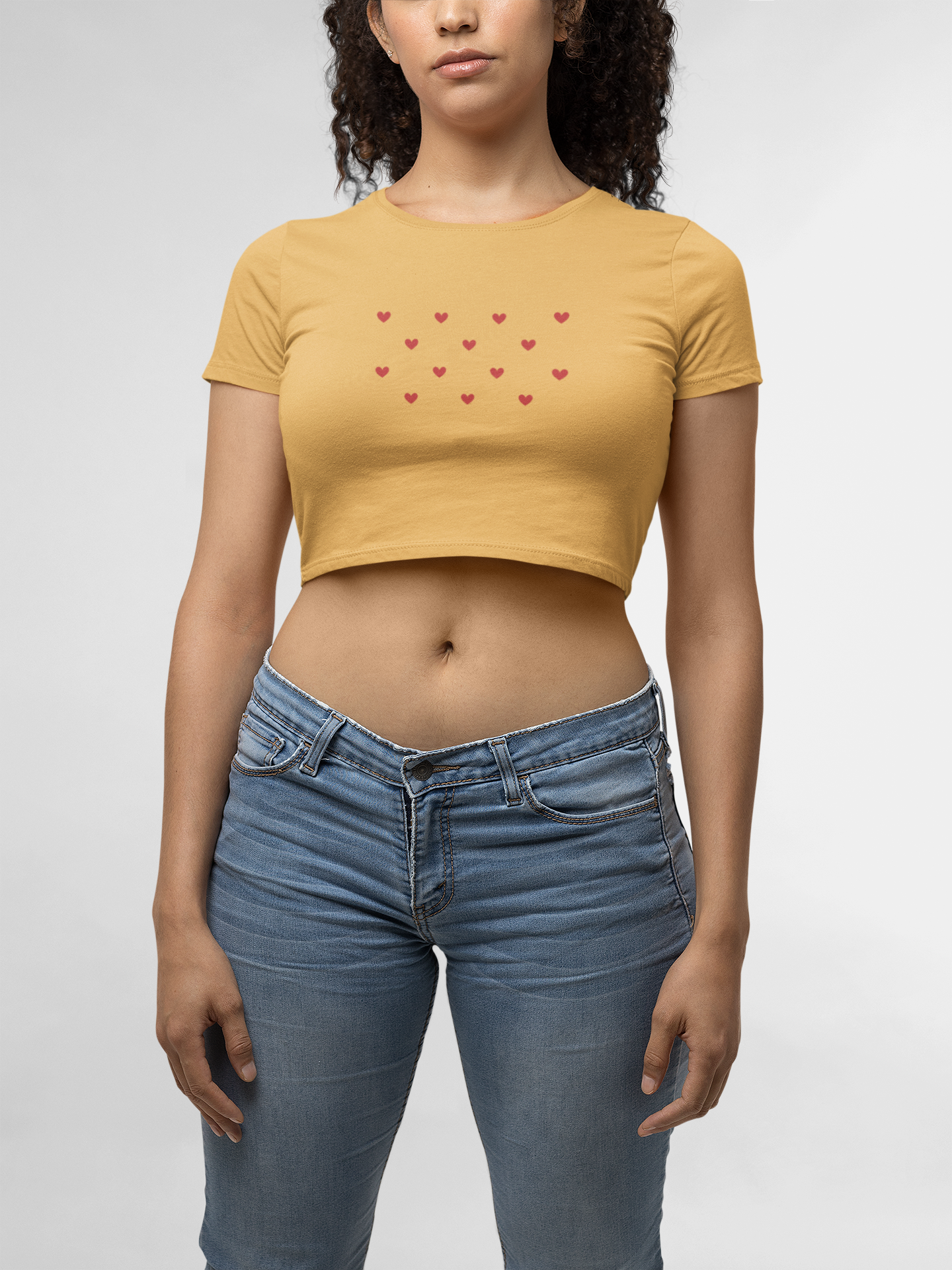 CROP TOP GOLDEN YELLOW: SMALL HEARTS AT CENTER