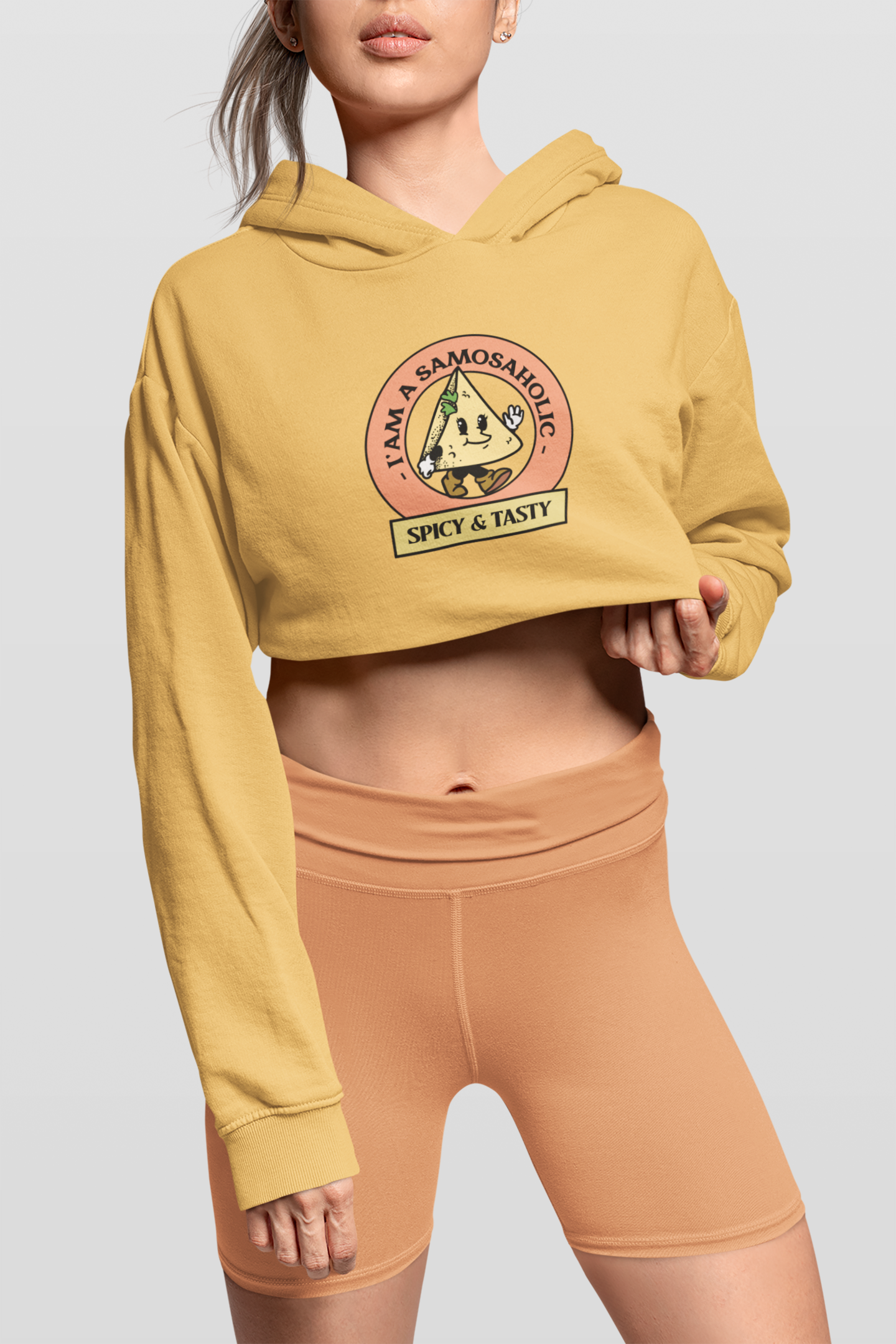 CROP HOODIES MUSTARD YELLOW x SPICY AND TASTY