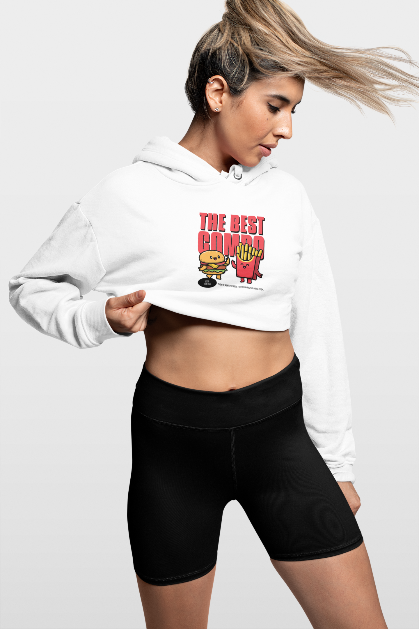 CROP HOODIES WHITE x THE BEST COMBO