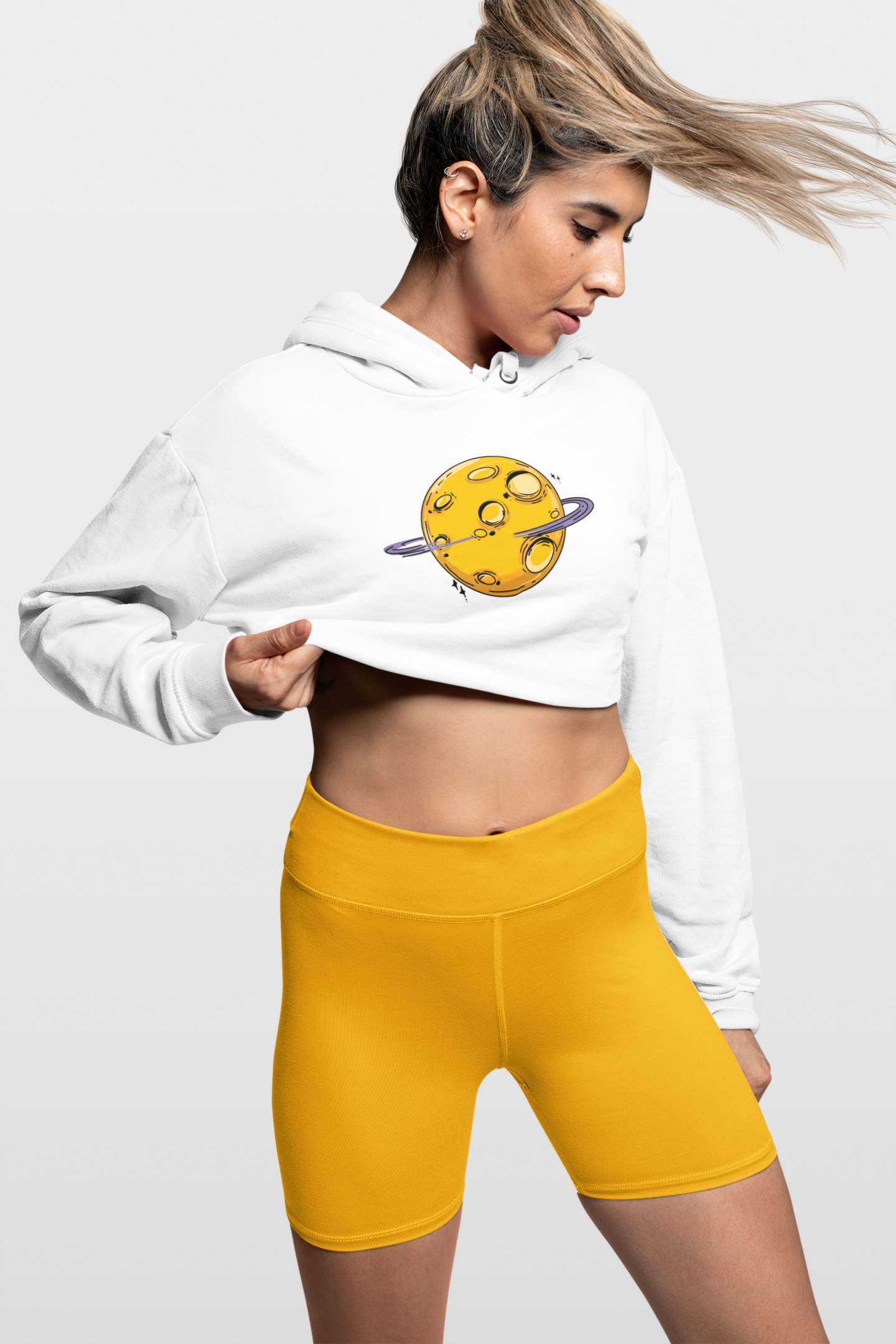 CROP HOODIES WHITE x PLANET