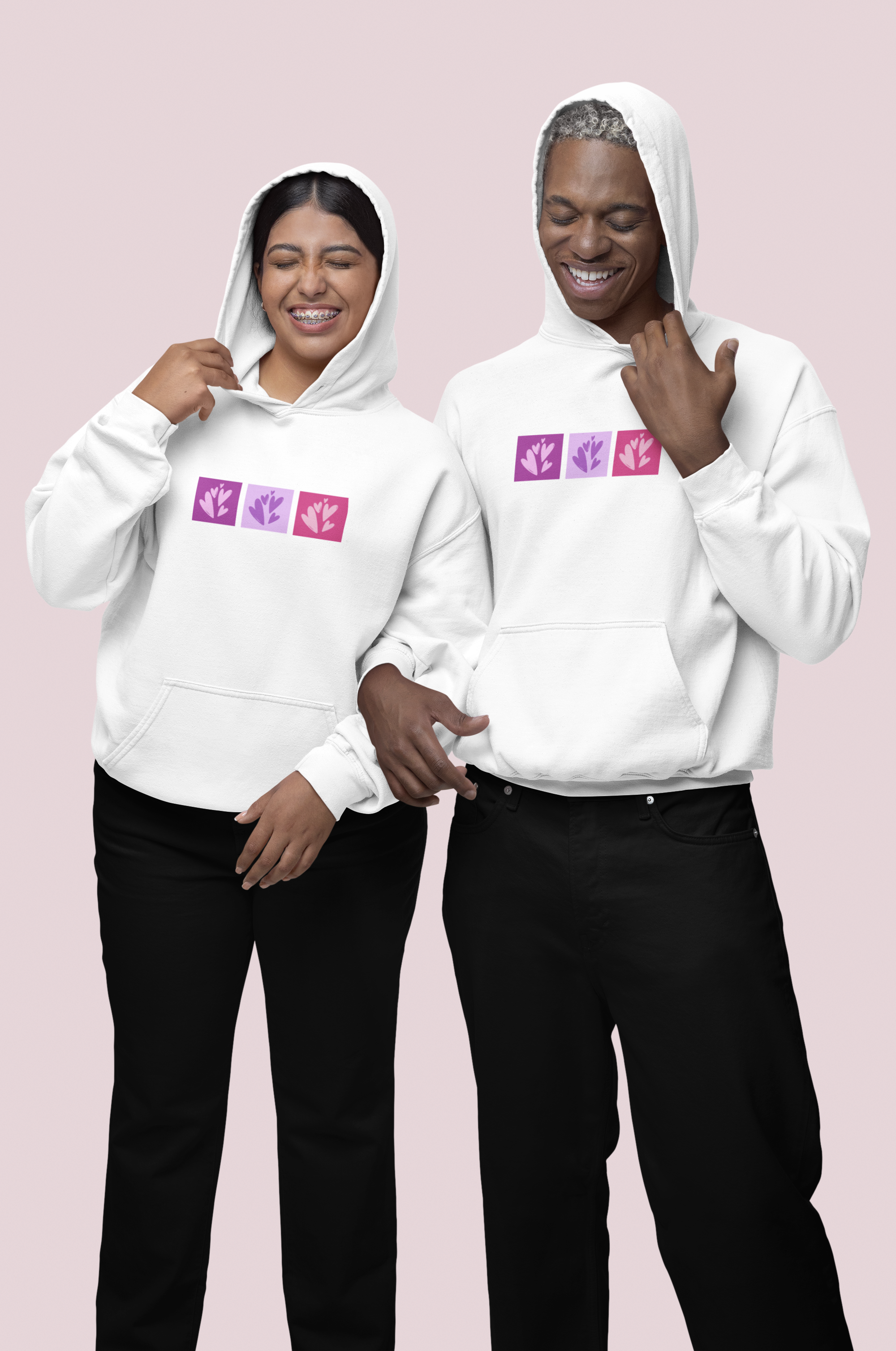 HOODIE WHITE: THREE BOX OF HEARTS