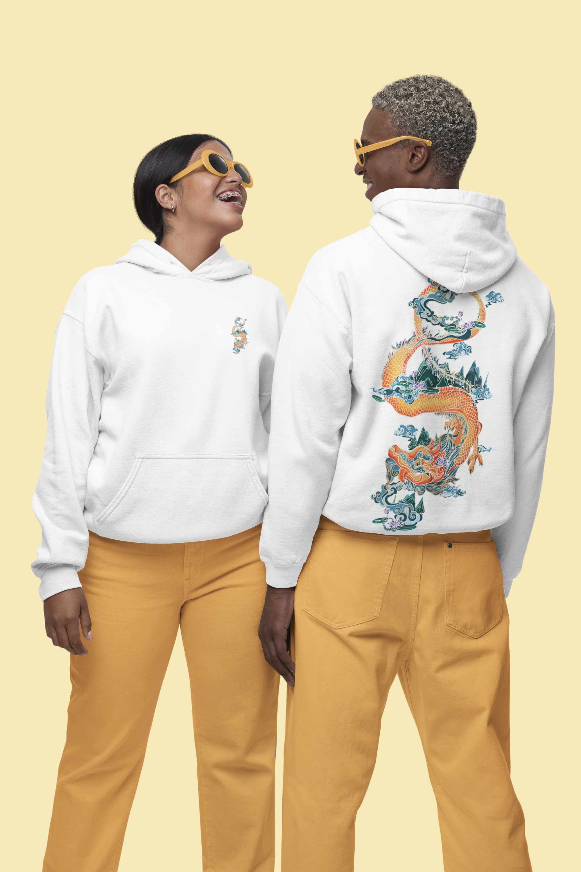 HOODIE WHITE: DRAGON