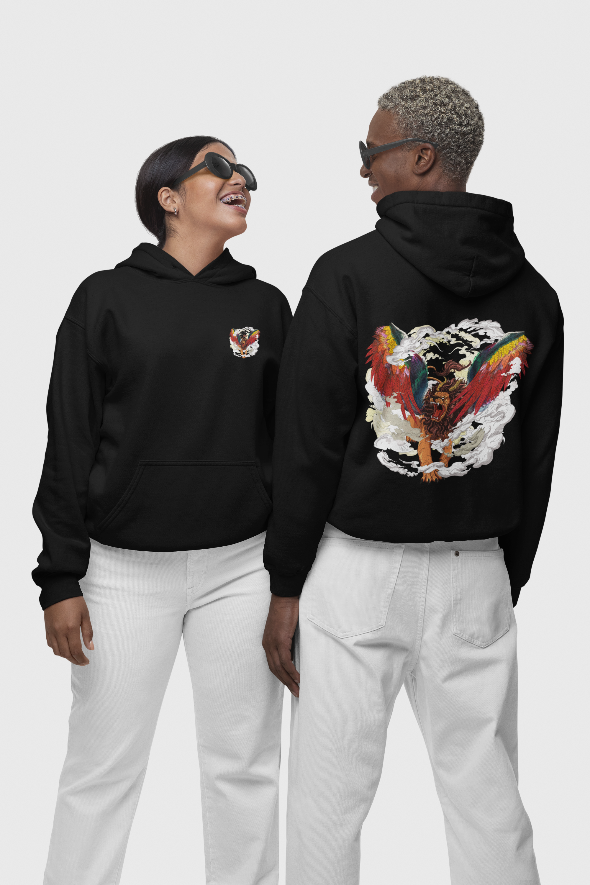 HOODIE BLACK: LION WITH WINGS
