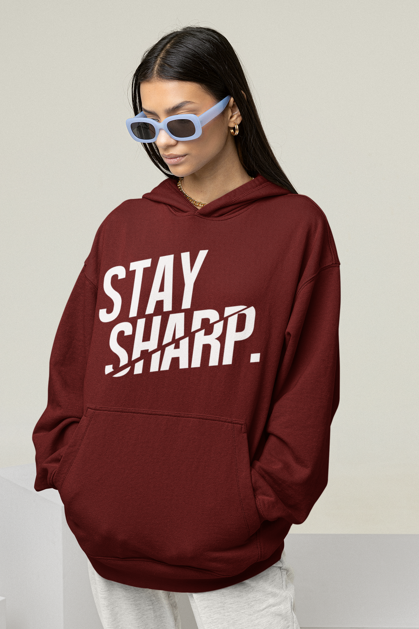OVERSIZED HOODIES - MAROON : STAY SHARP