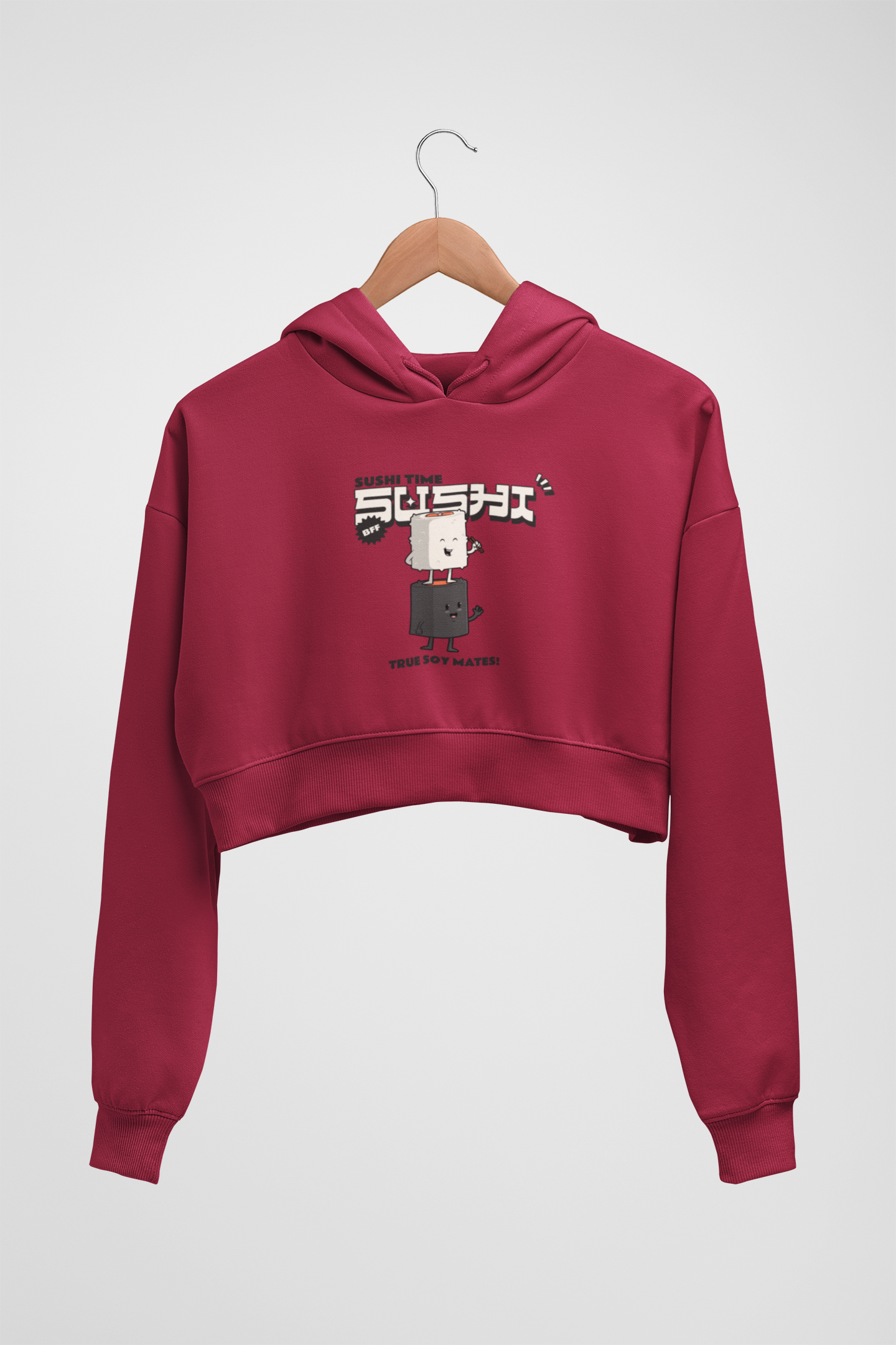 CROP HOODIES MAROON: SUSHI