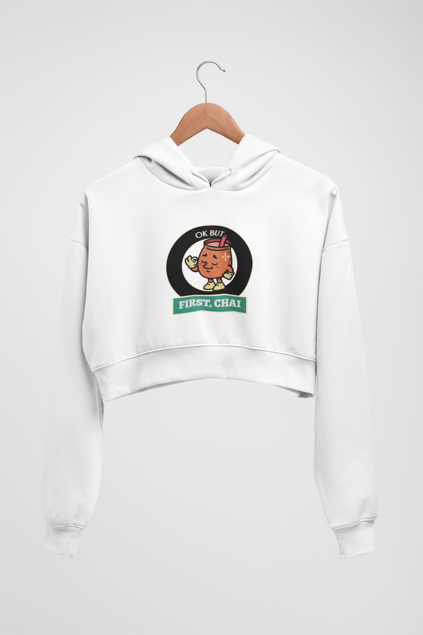 CROP HOODIES WHITE x FIRST CHAI