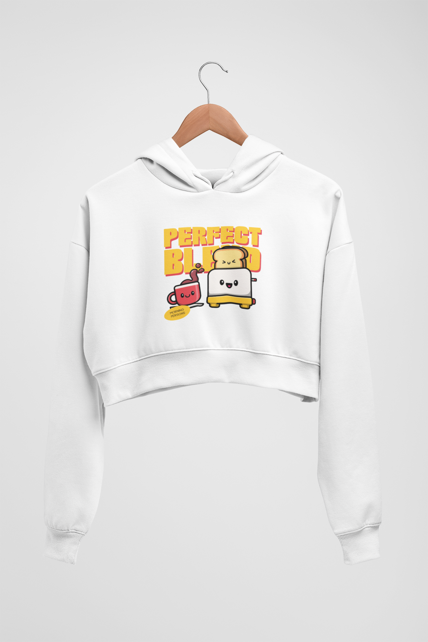 CROP HOODIES WHITE x PERFECT