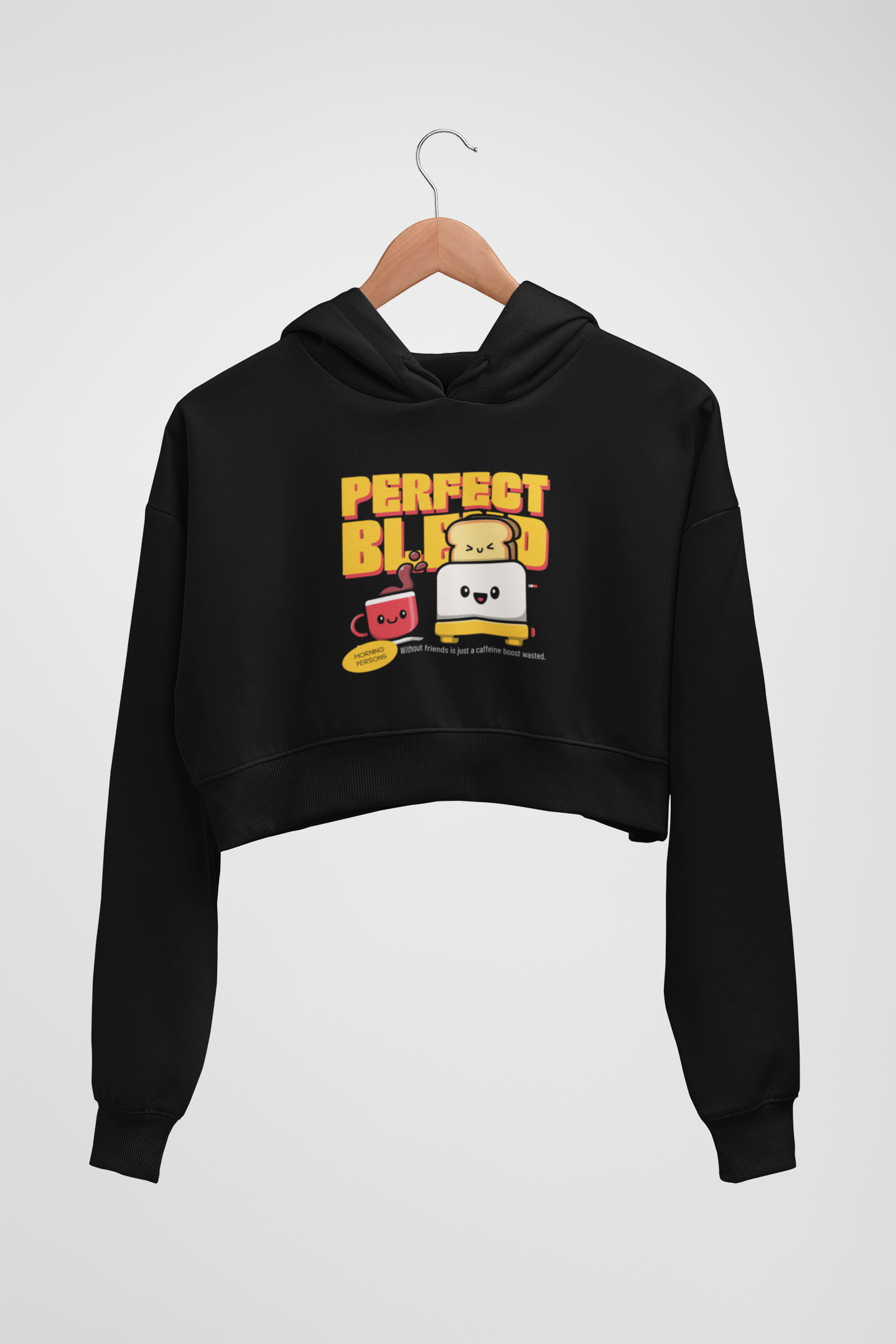CROP HOODIES : BLACK : PERFECT BREAD