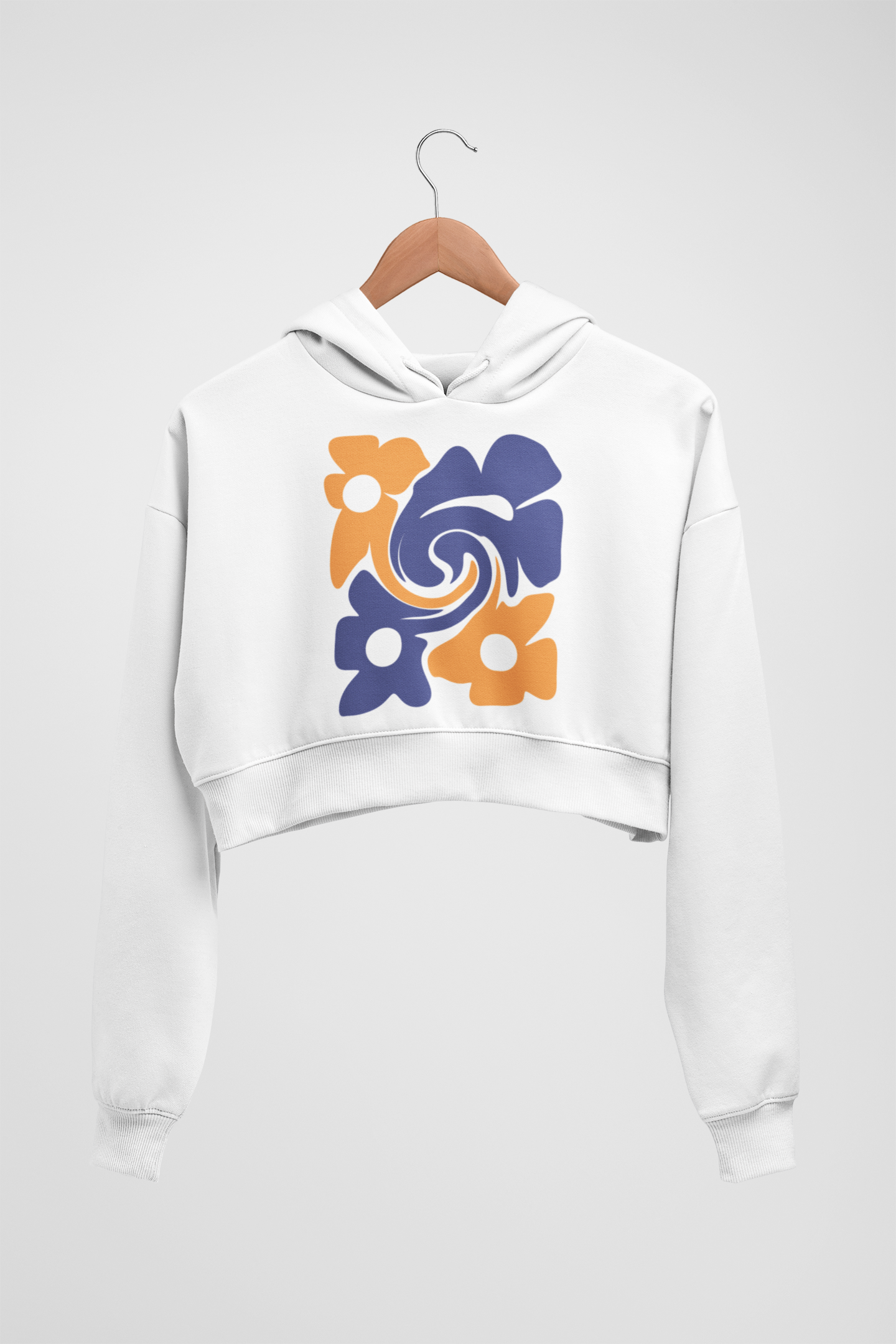 CROP HOODIES WHITE x FLOWER
