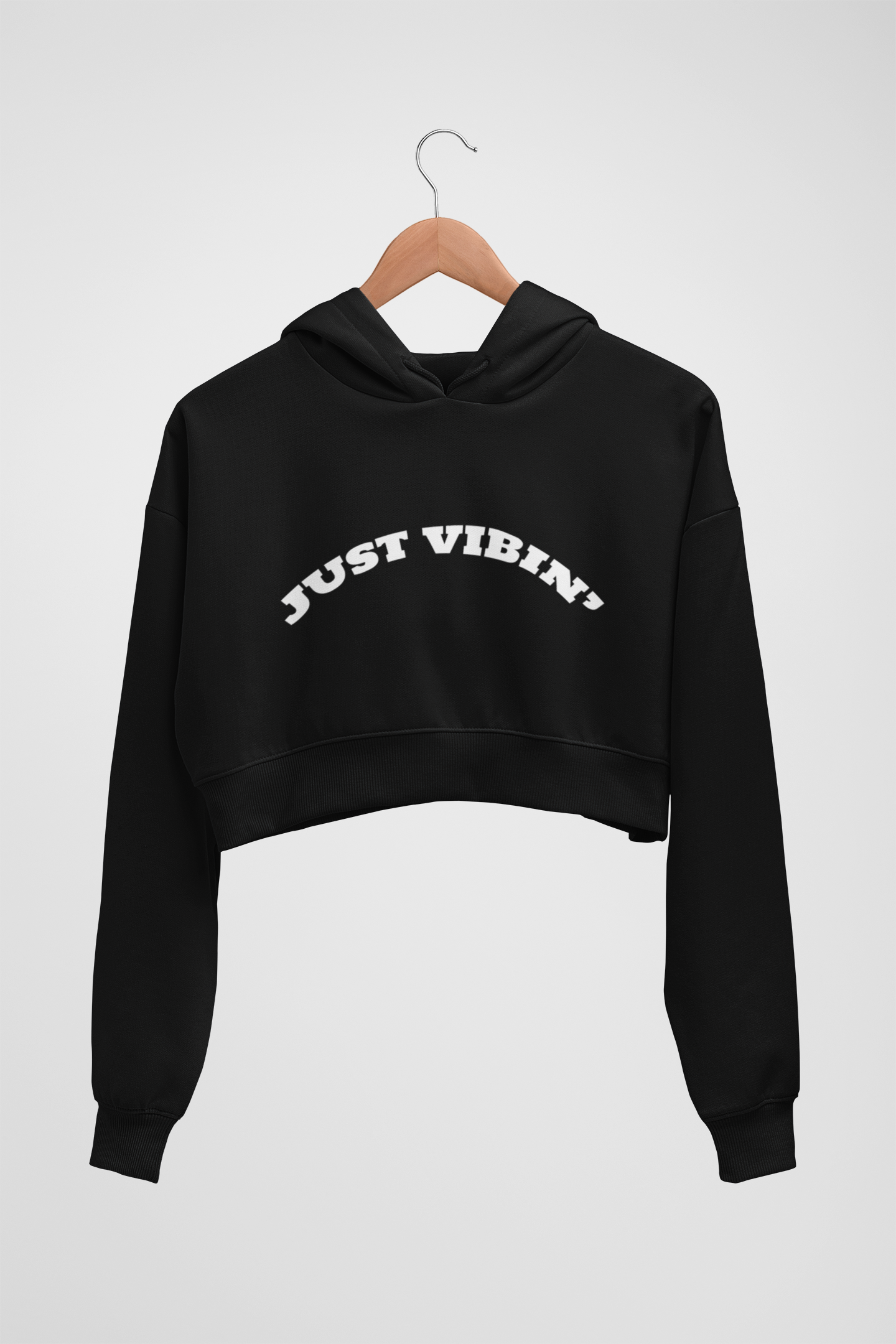 CROP HOODIES : BLACK : JUST VIBIN