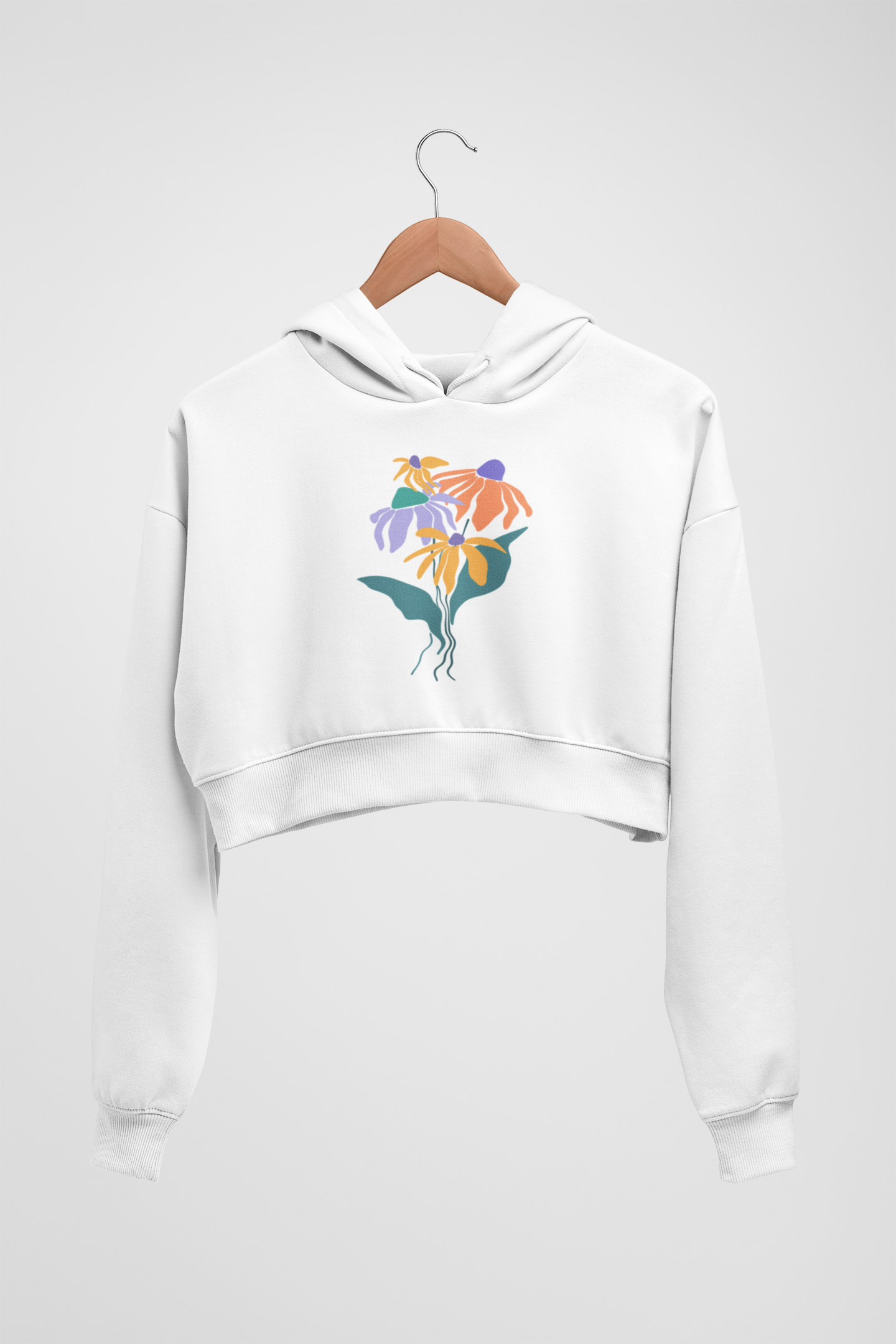 CROP HOODIES WHITE x DESIGN