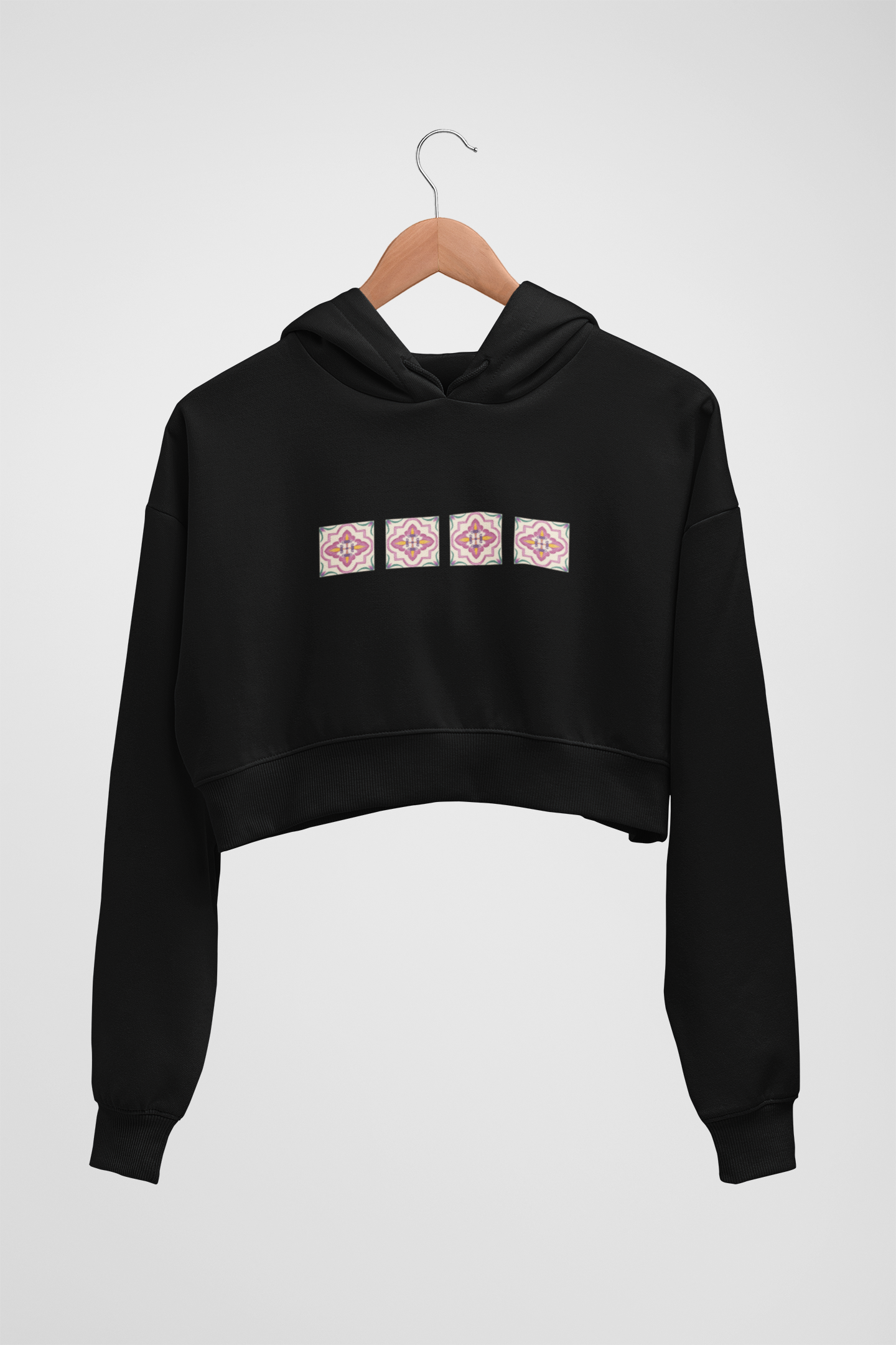 CROP HOODIES : BLACK : PATTERN