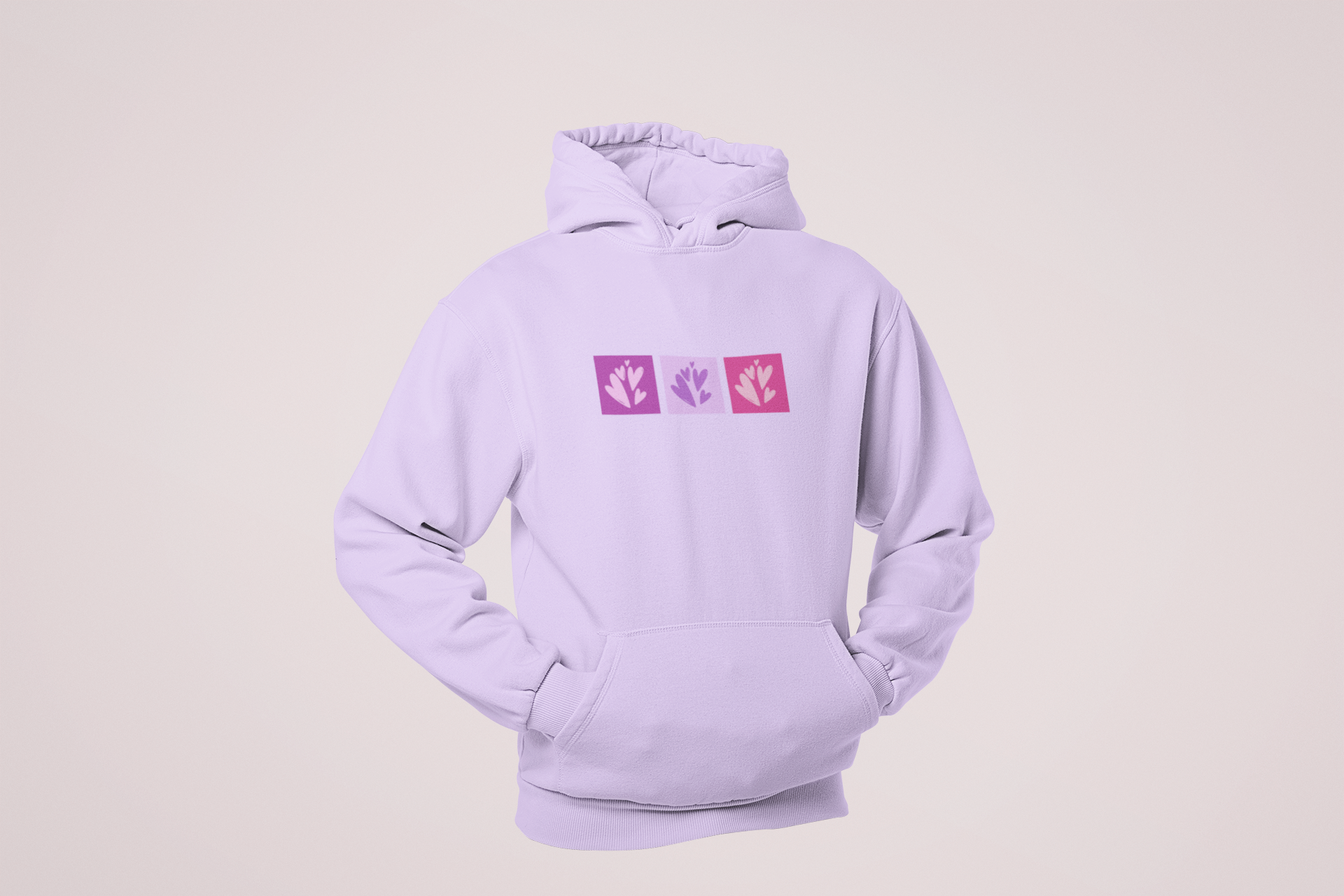 HOODIE LAVENDER: THREE BOX OF HEARTS