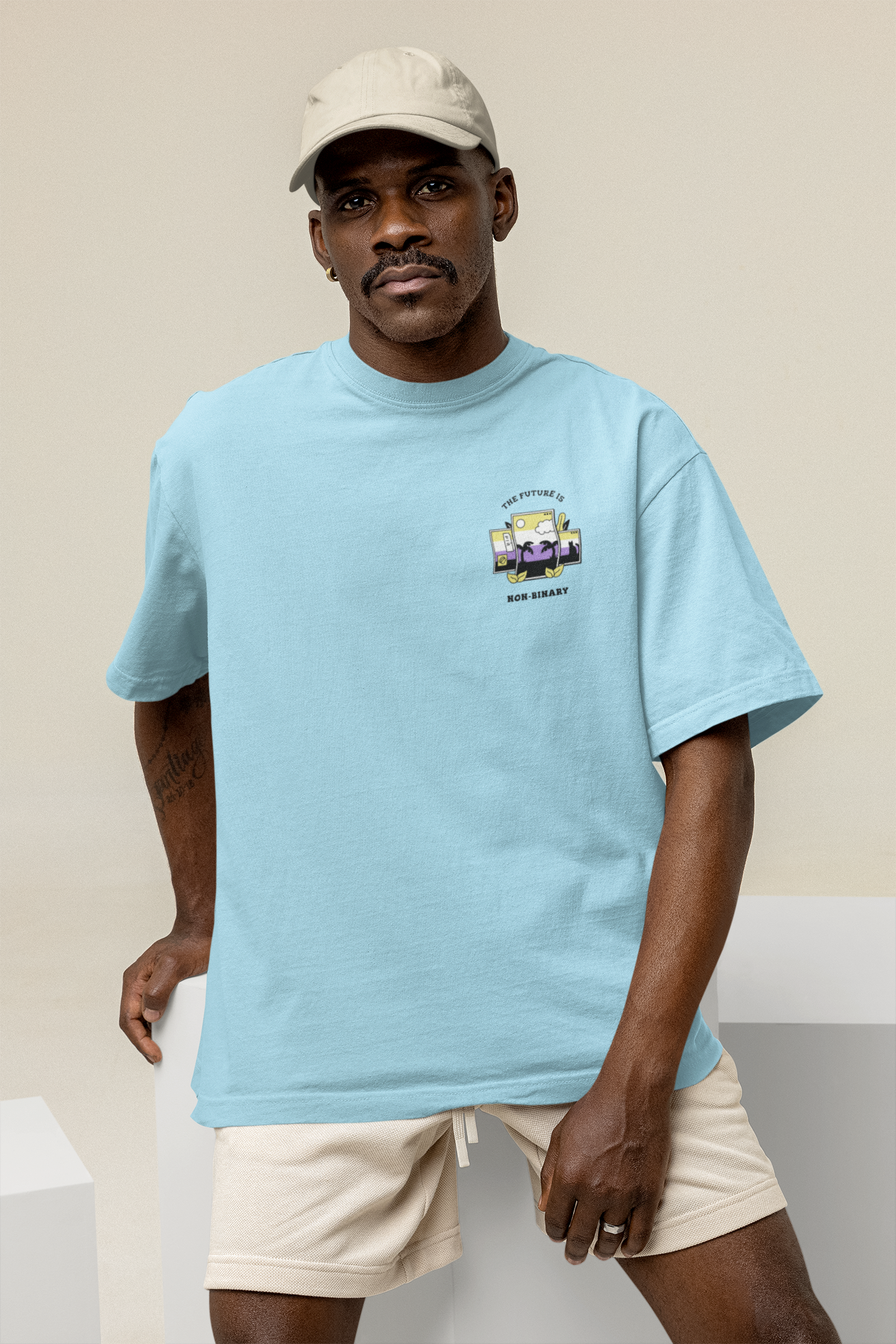 OVERSIZED TSHIRTS BABY BLUE : THE FUTURE IS NON BINARY