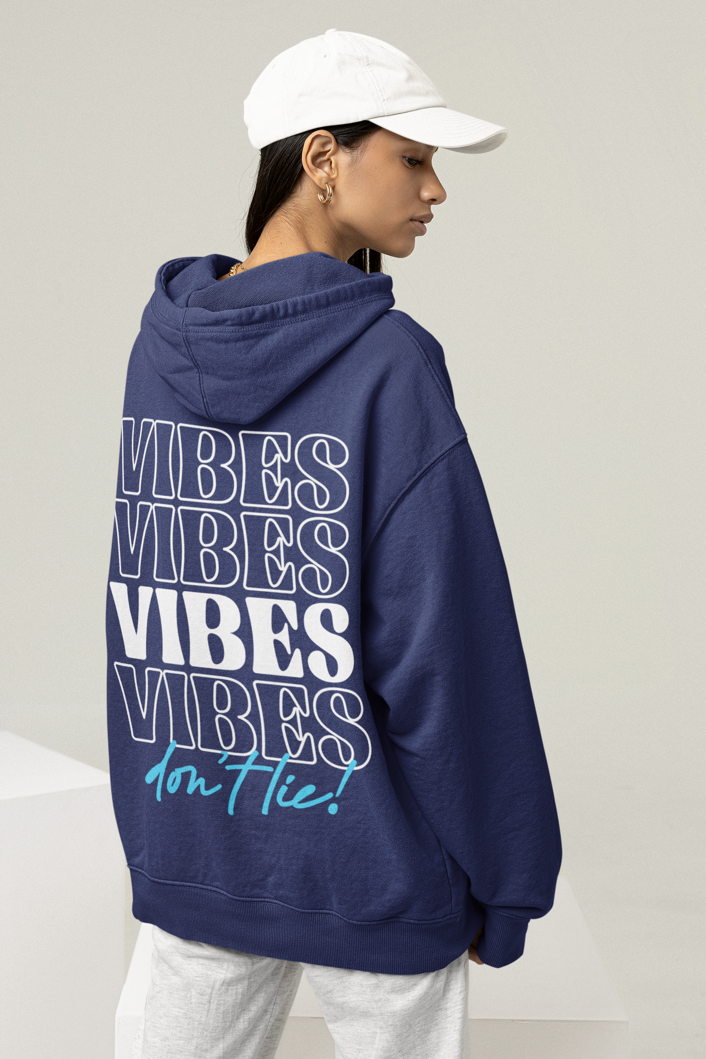 OVERSIZED HOODIES - NAVY BLUE : VIBES