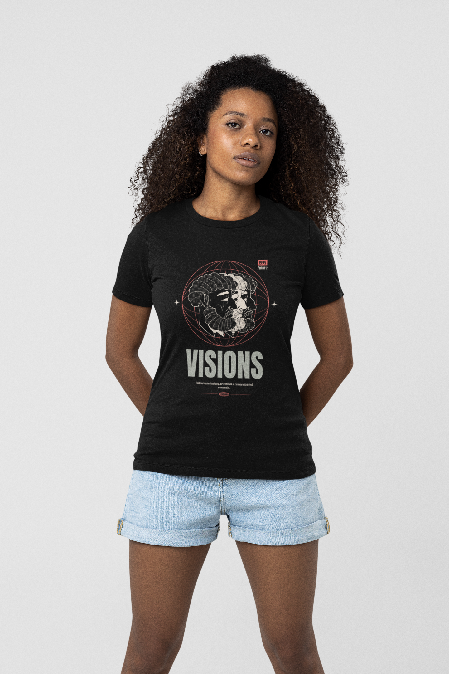 WOMEN'S T-SHIRT BLACK: VISIONS