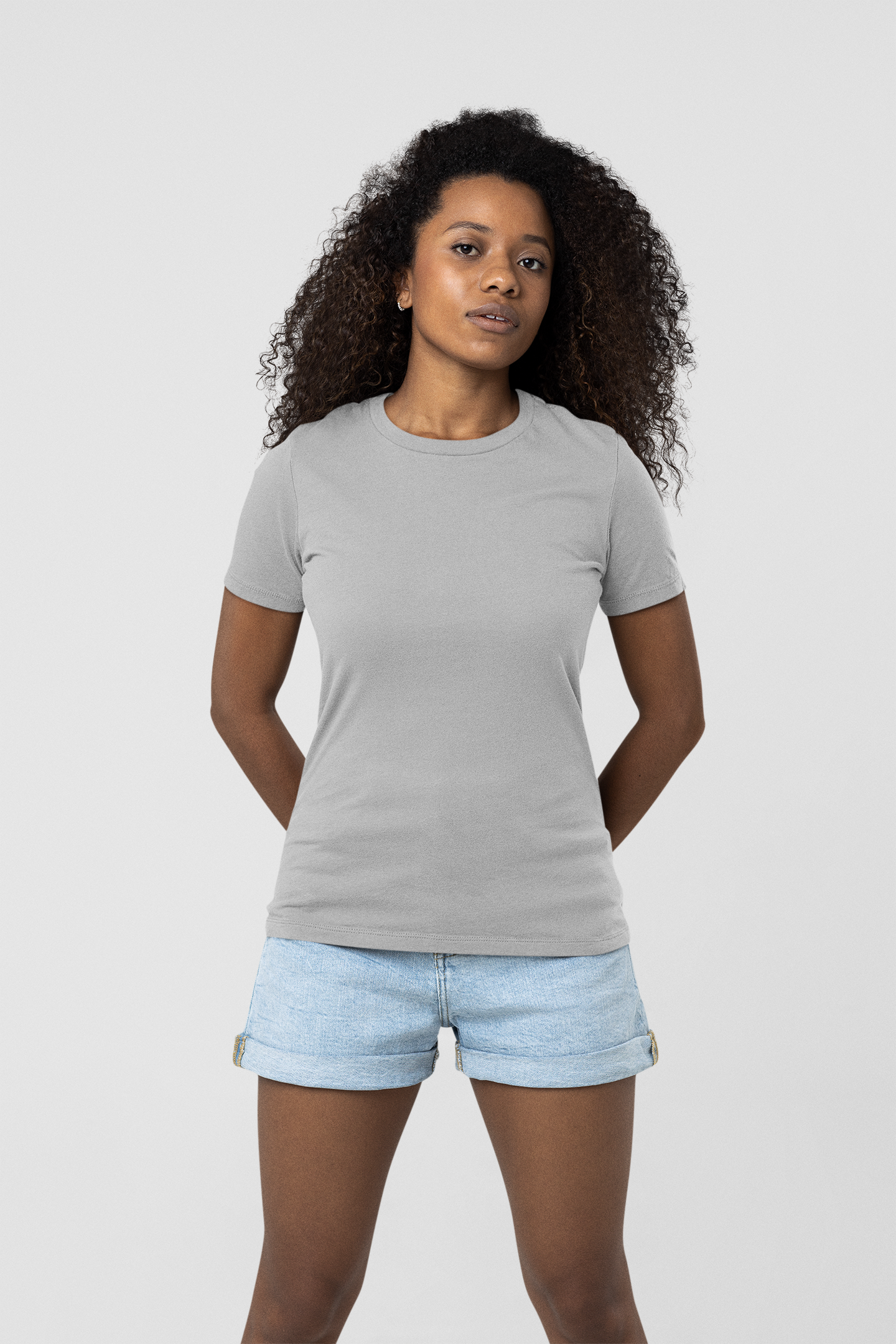 WOMEN'S T-SHIRT LIGHT GREY MELANGE : SOLIDS