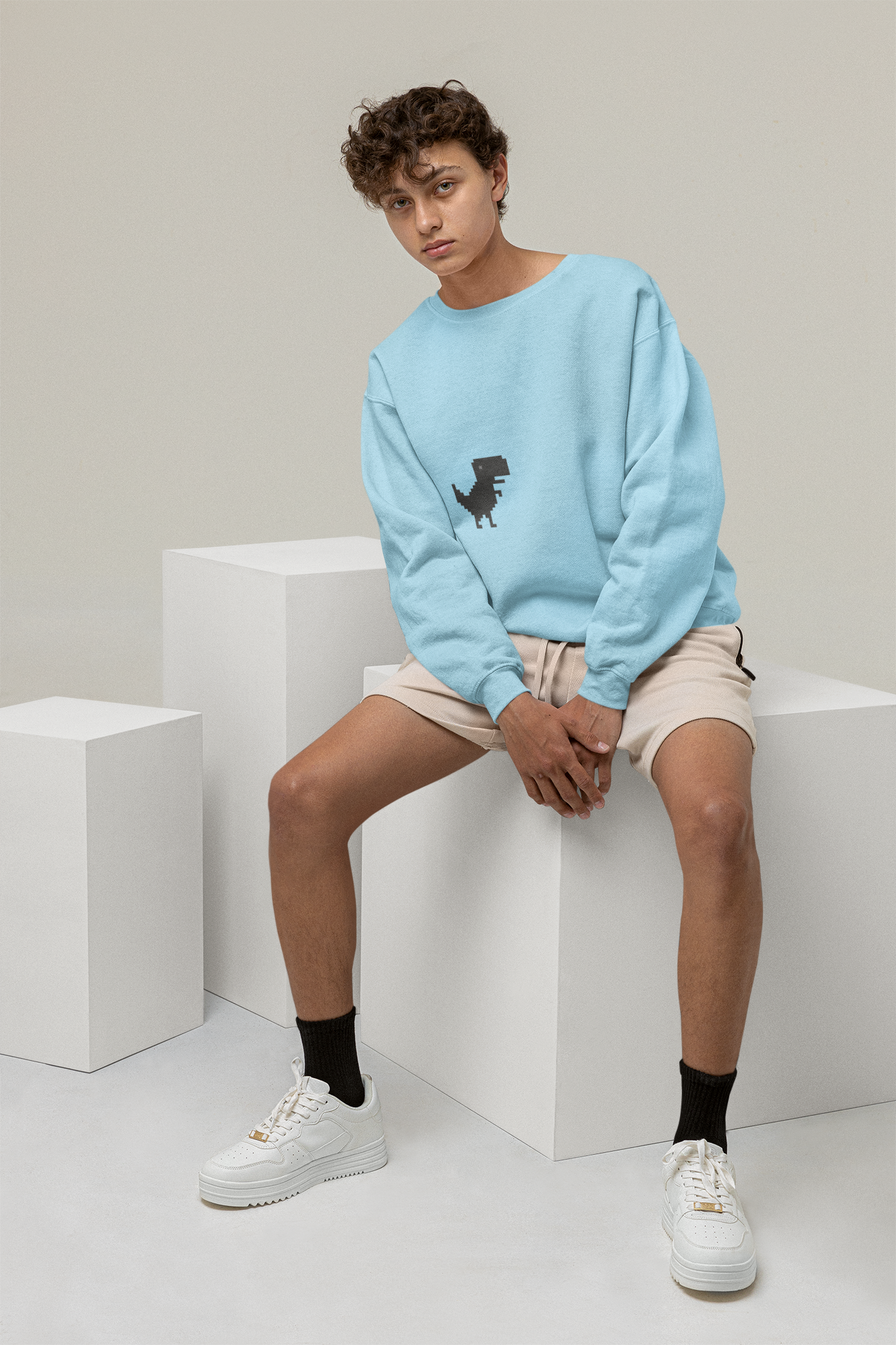 SWEATSHIRTS BABY BLUE: DINOSAUR
