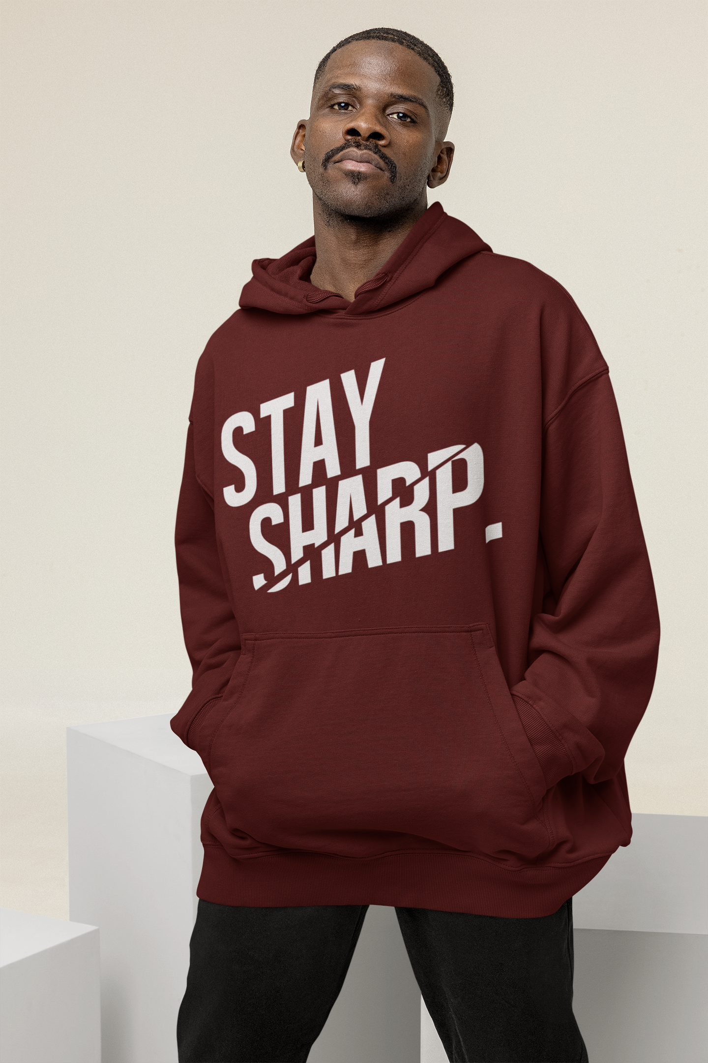 OVERSIZED HOODIES - MAROON : STAY SHARP