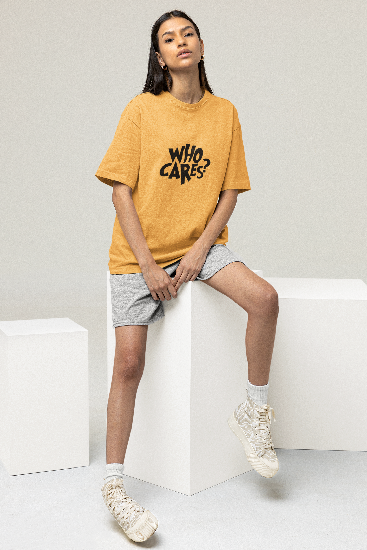 OVERSIZED TSHIRTS YELLOW : WHO CARES