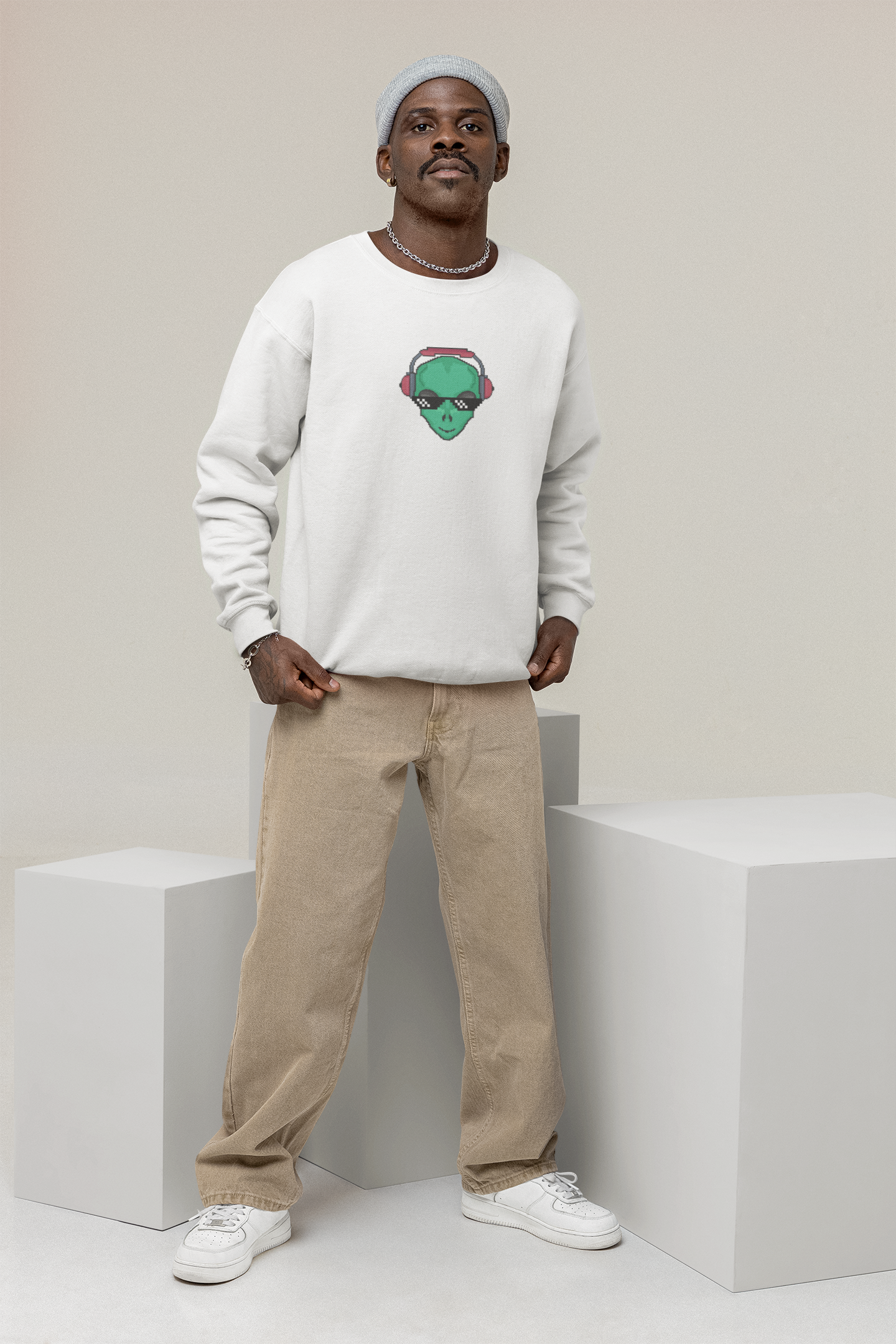 SWEATSHIRTS WHITE: ALIEN HEAD