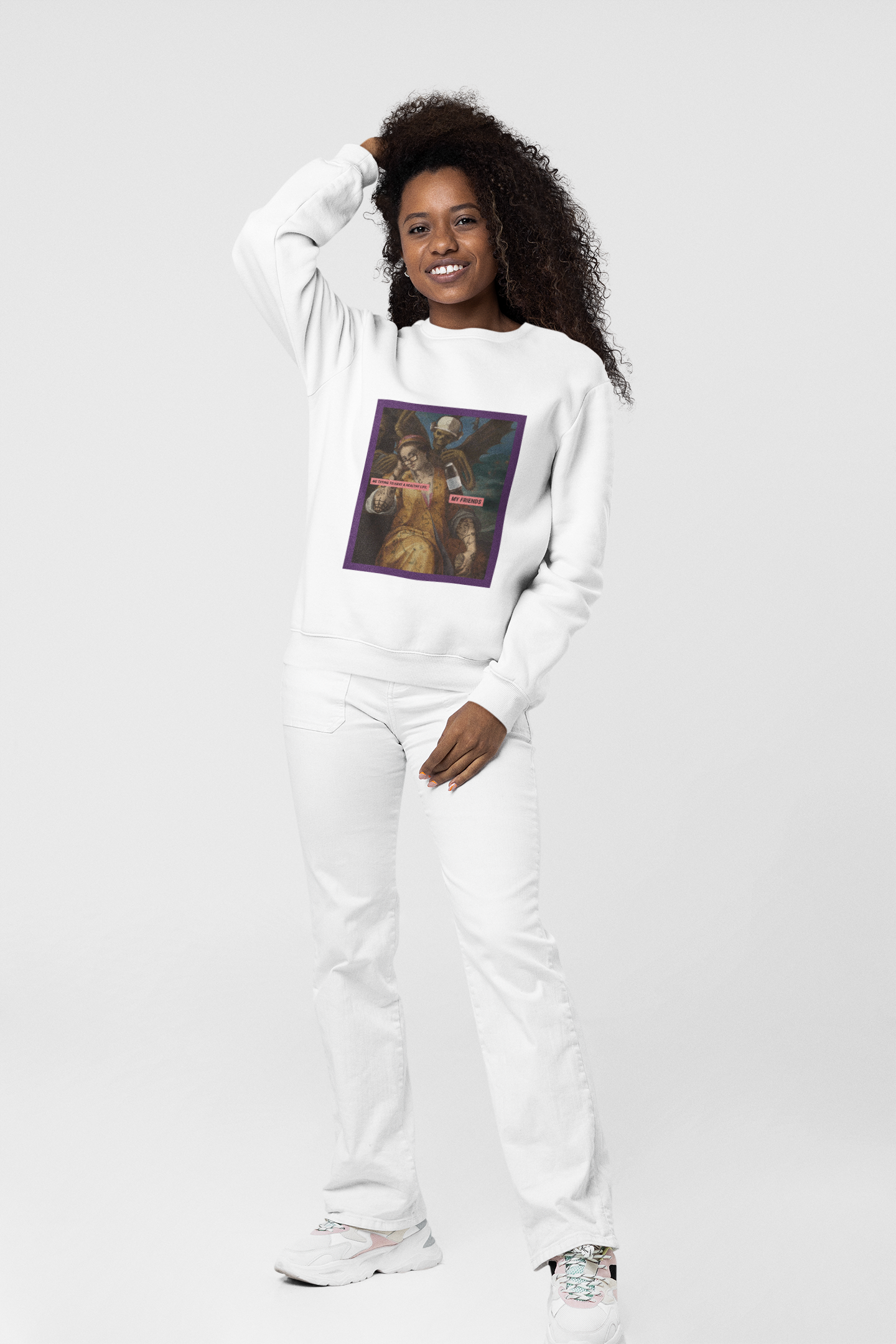 SWEATSHIRTS WHITE: LADY SKULL PRINT