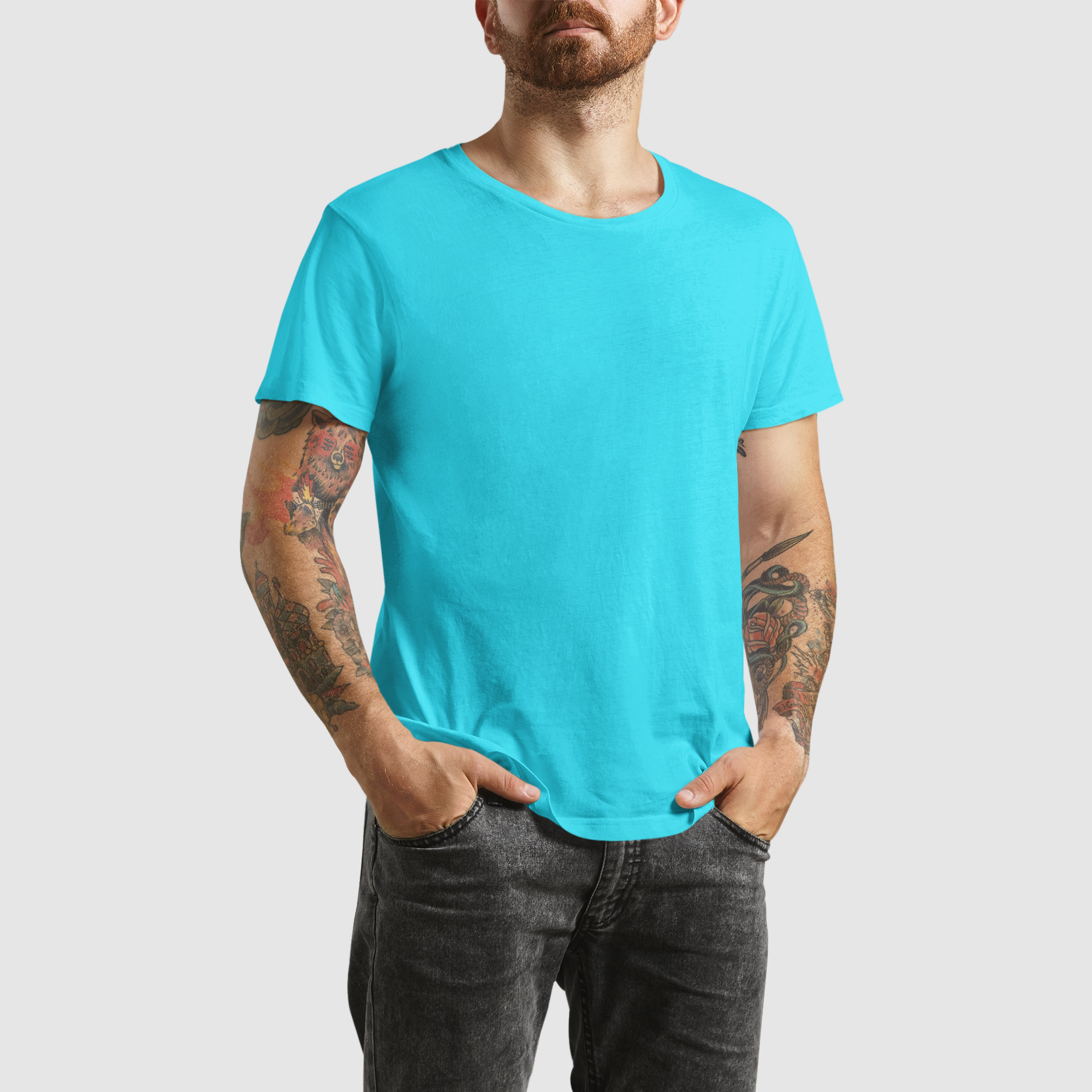 MEN'S T-SHIRT SKY BLUE: SOLIDS