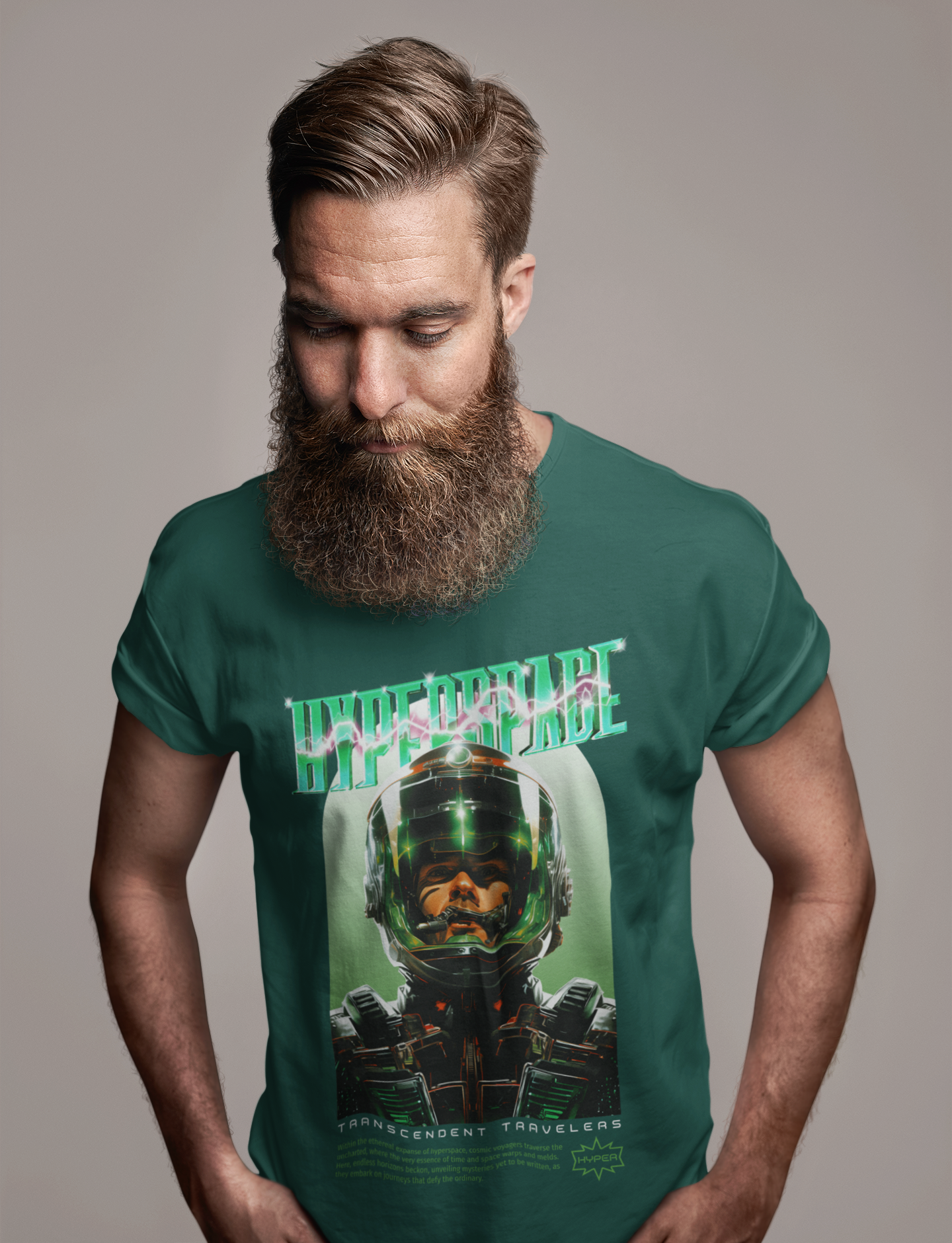 MEN'S T-SHIRT BOTTLE GREEN: HYPERSPACE