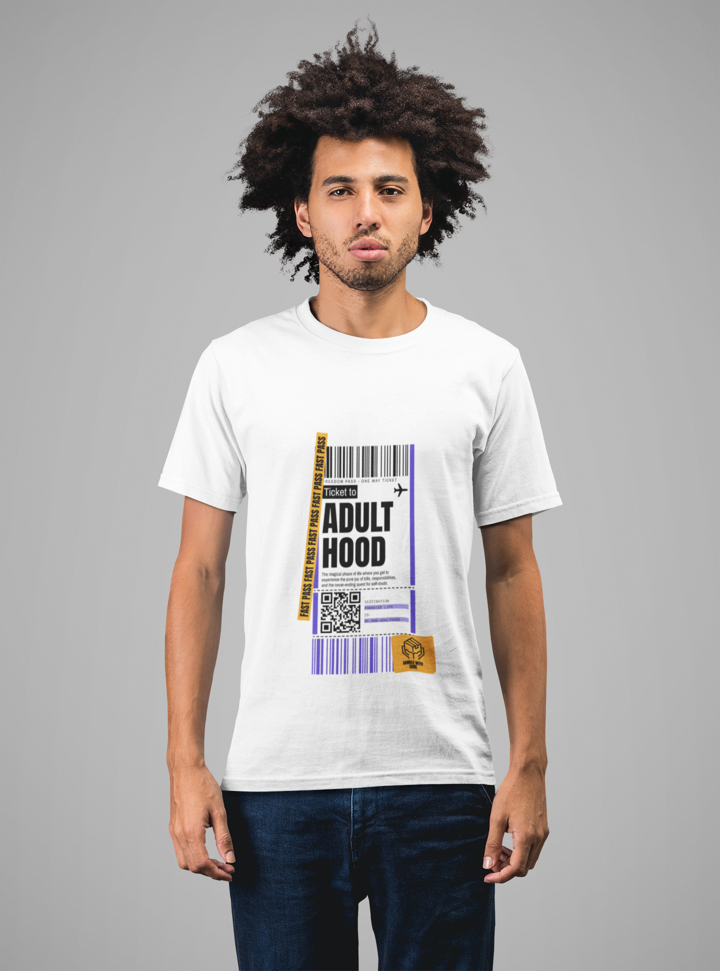 MEN'S T-SHIRT WHITE: ADULT HOOD