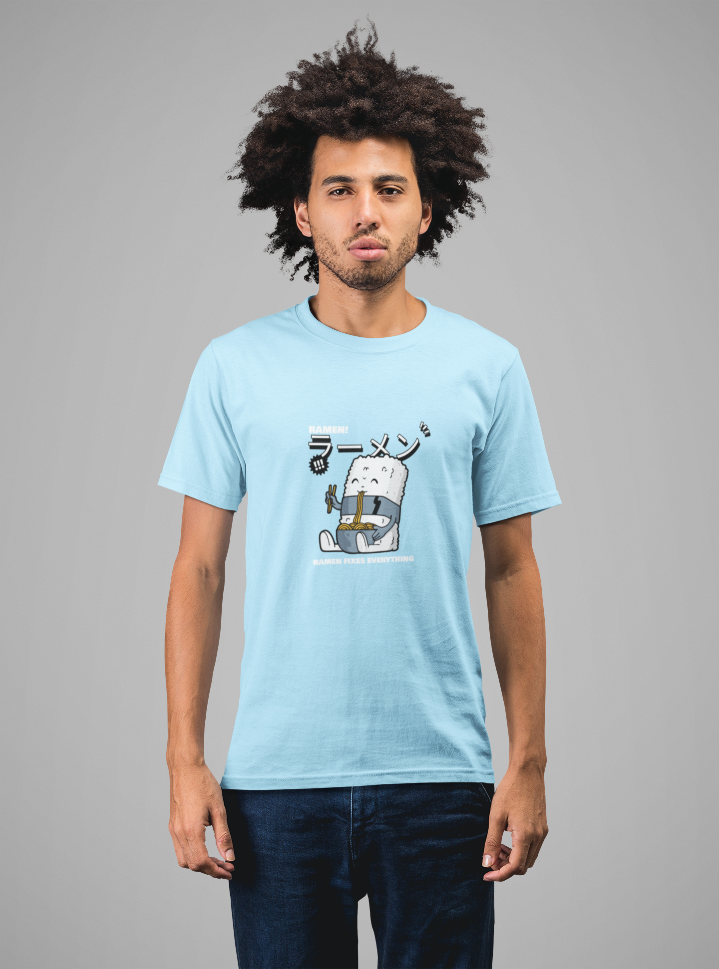 MEN'S T-SHIRT SKY BLUE: RICE CAKE