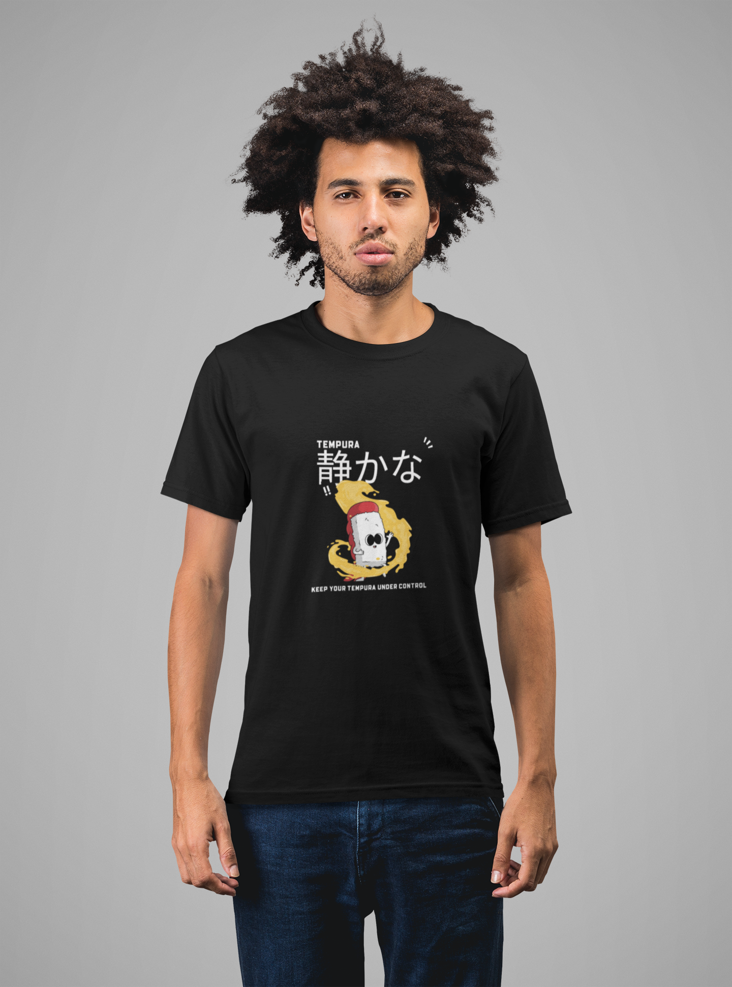MEN'S T-SHIRT BLACK: RICE CAKE