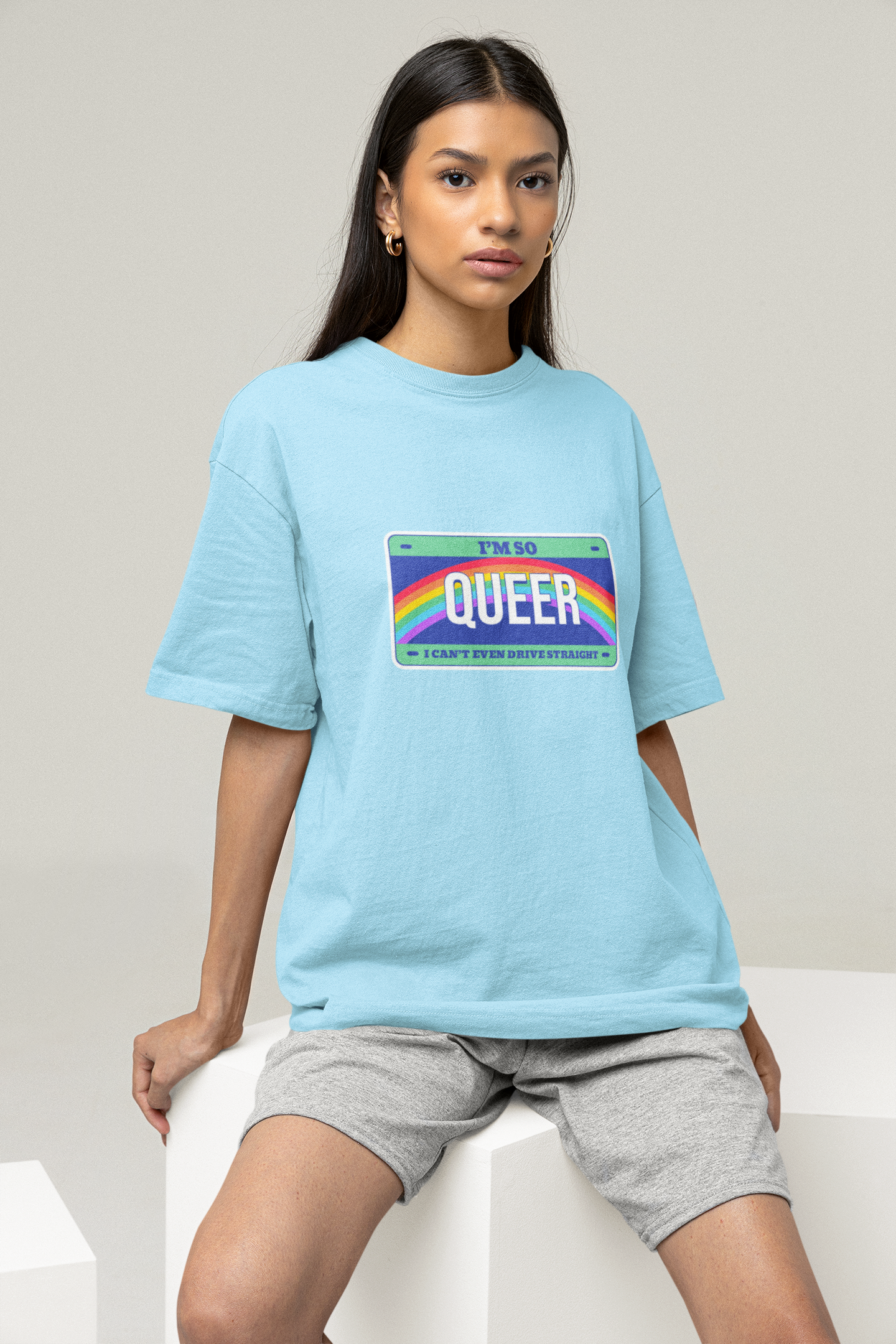 OVERSIZED TSHIRTS BABY BLUE: QUEER