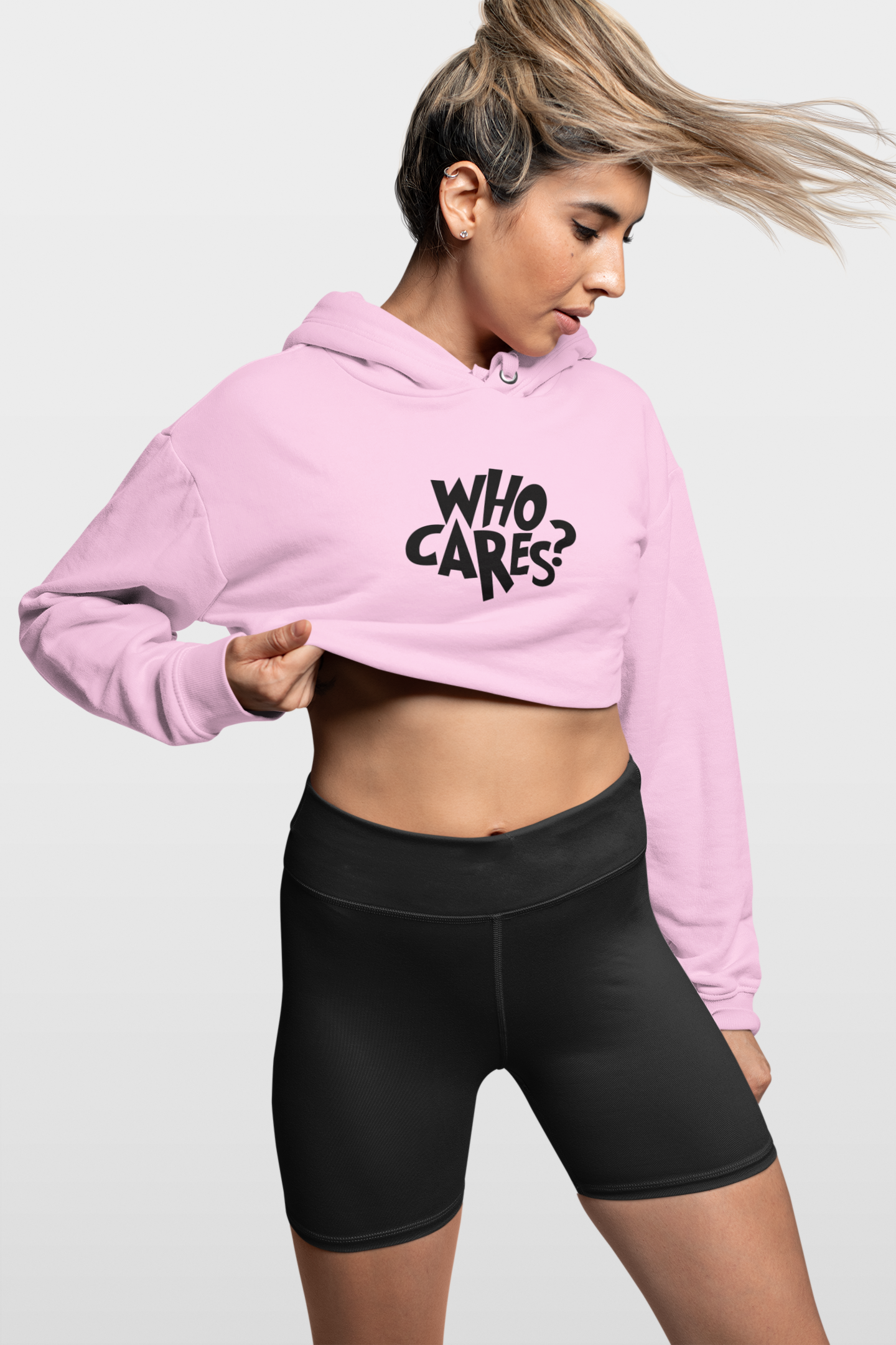 CROP HOODIES PINK x WHO CARES?