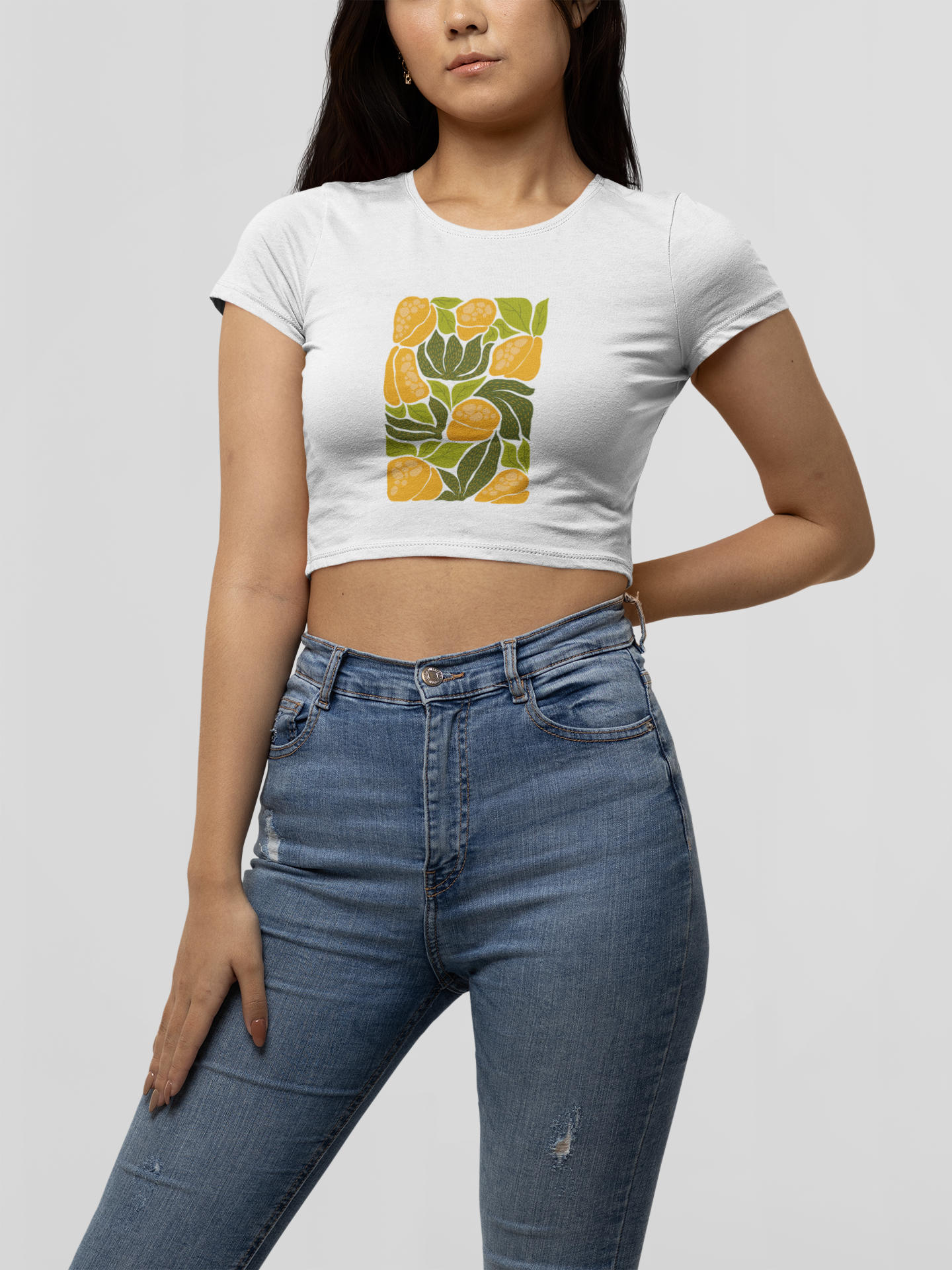 CROP TOP WHITE: PINEAPPLE