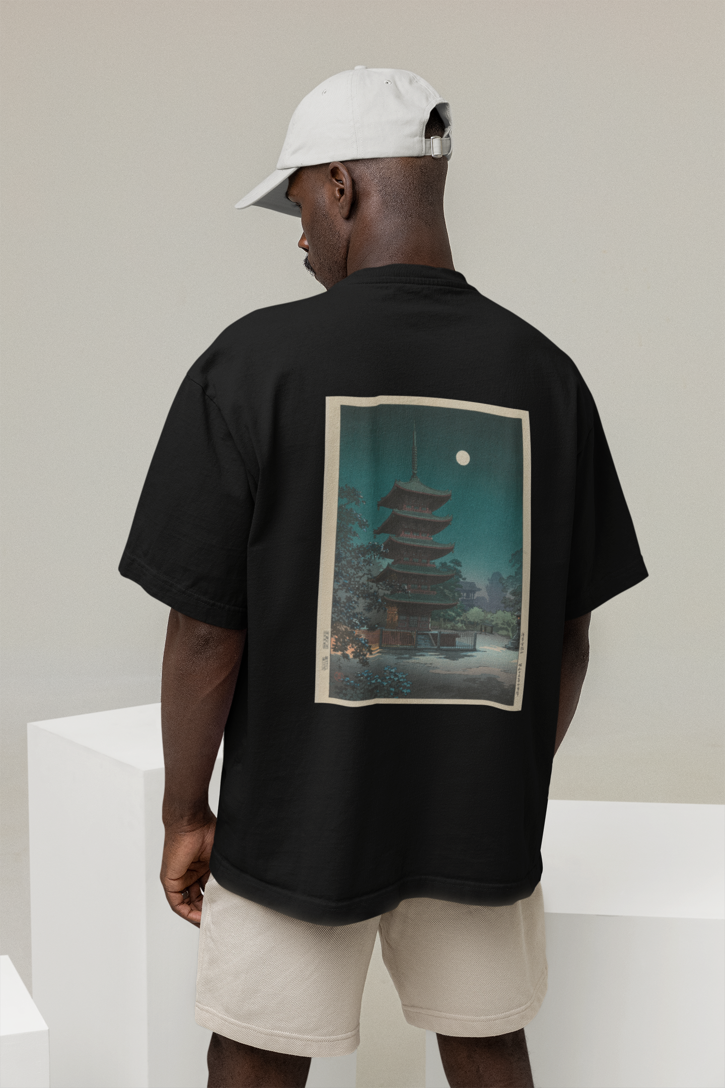 STICHED OVERSIZED : BLACK : JAPANESE TEMPLE