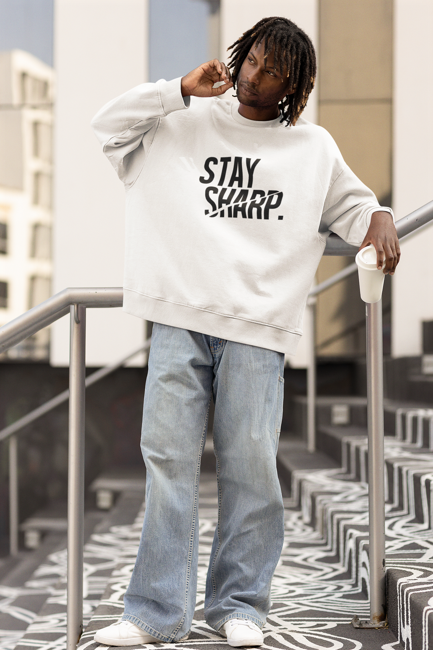 OVERSIZED SWEATSHIRTS - WHITE : STAY SHARP