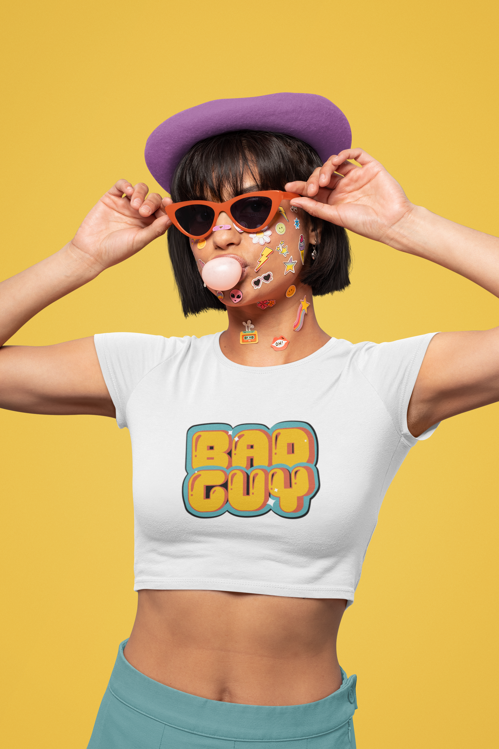 CROP TOP WHITE: BAD GUY