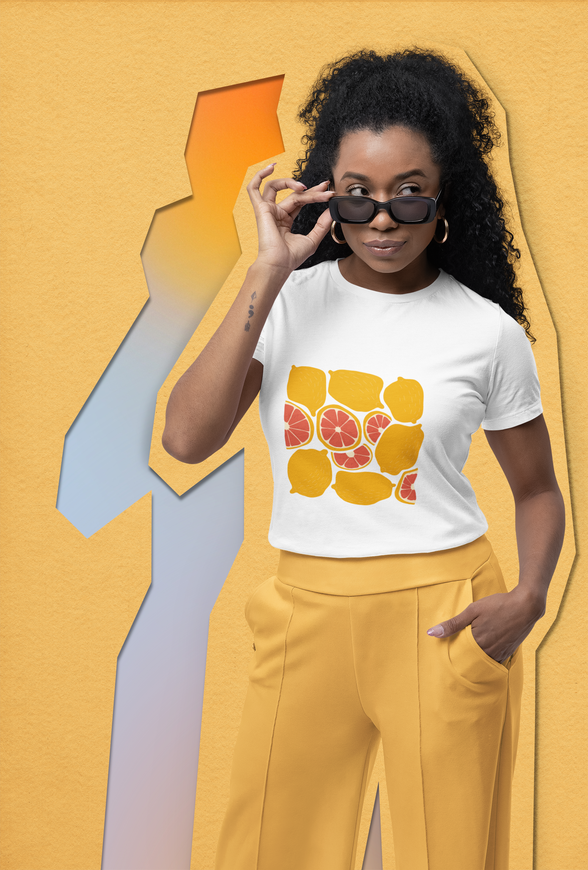 WOMEN'S T-SHIRT WHITE: ORANGE