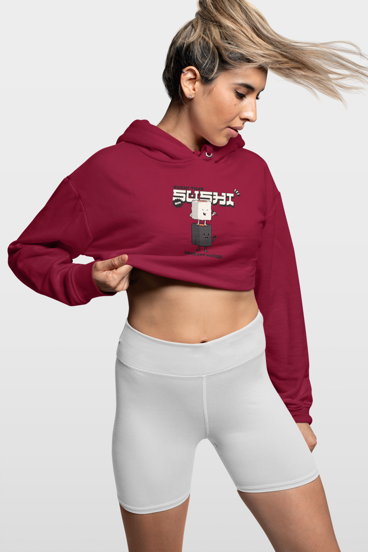 CROP HOODIES MAROON: SUSHI