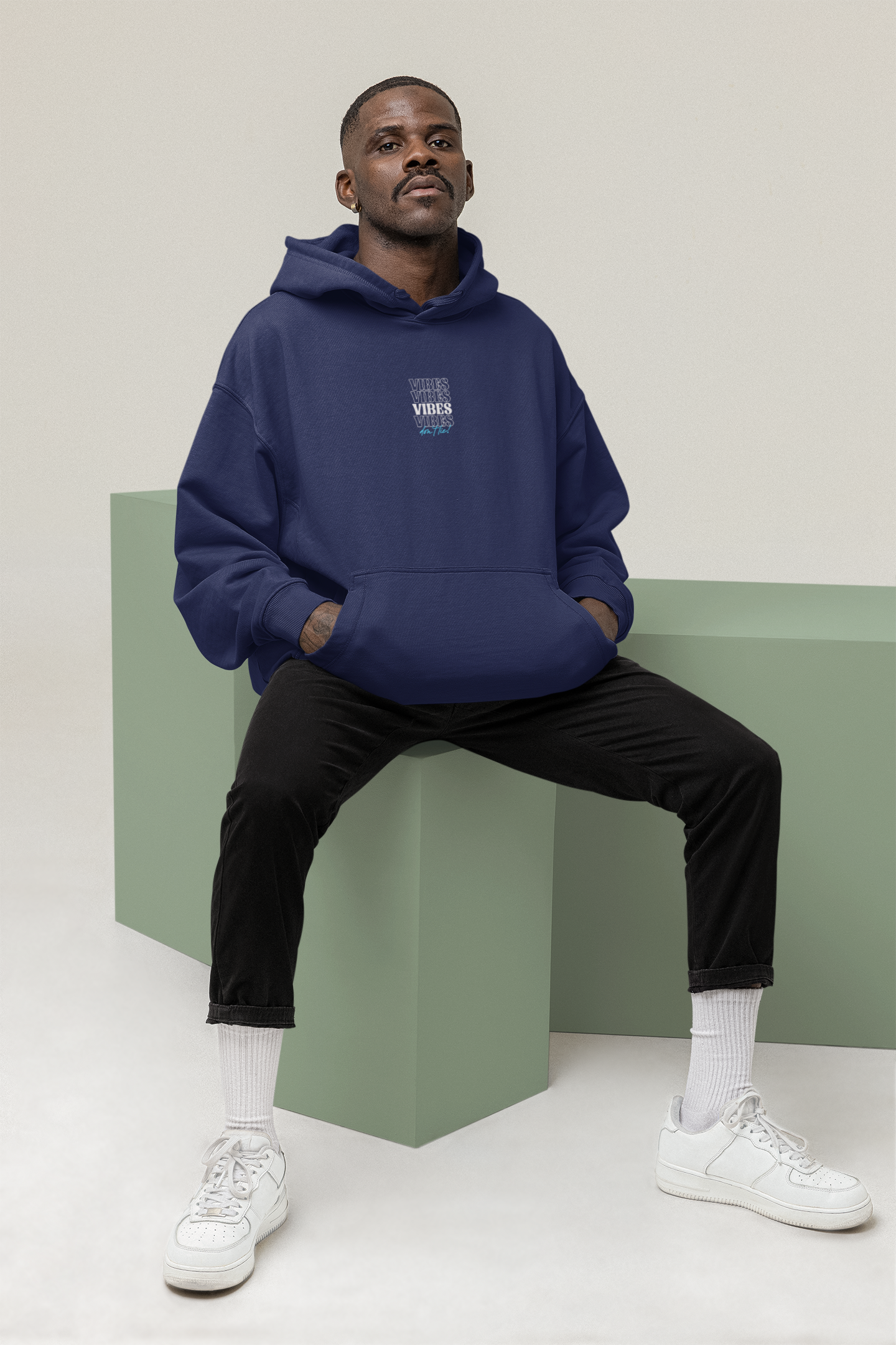 OVERSIZED HOODIES - NAVY BLUE : VIBES