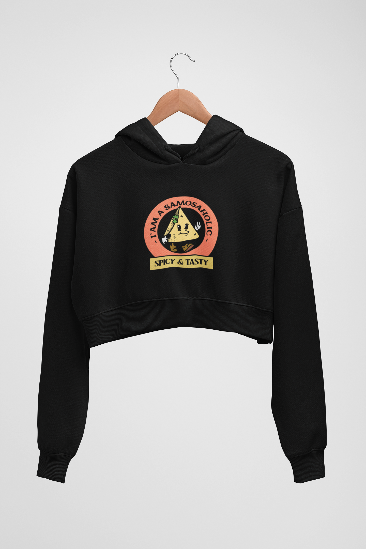 CROP HOODIES : BLACK : SPICY AND TASTY