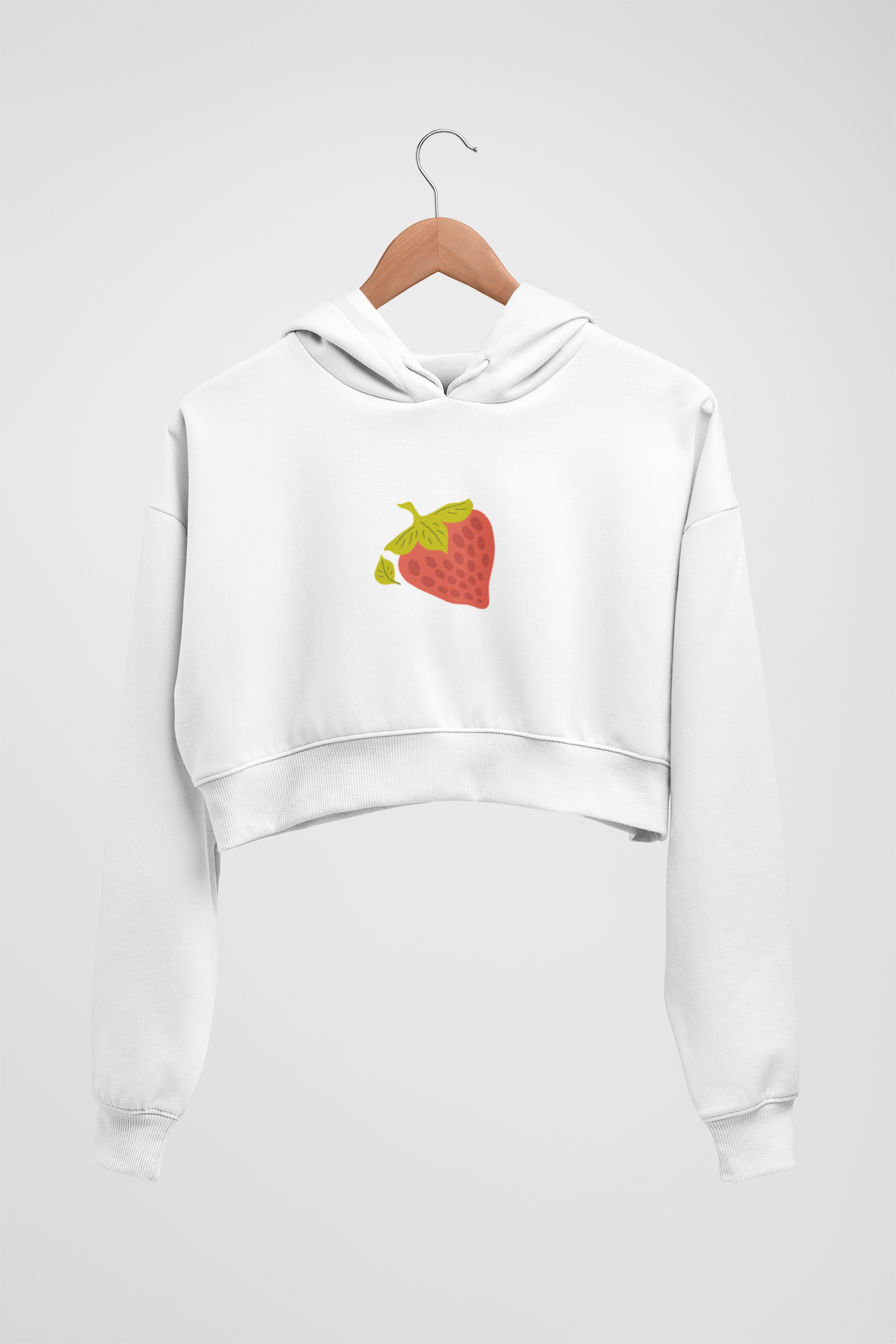 CROP HOODIES WHITE x STRAWBERY