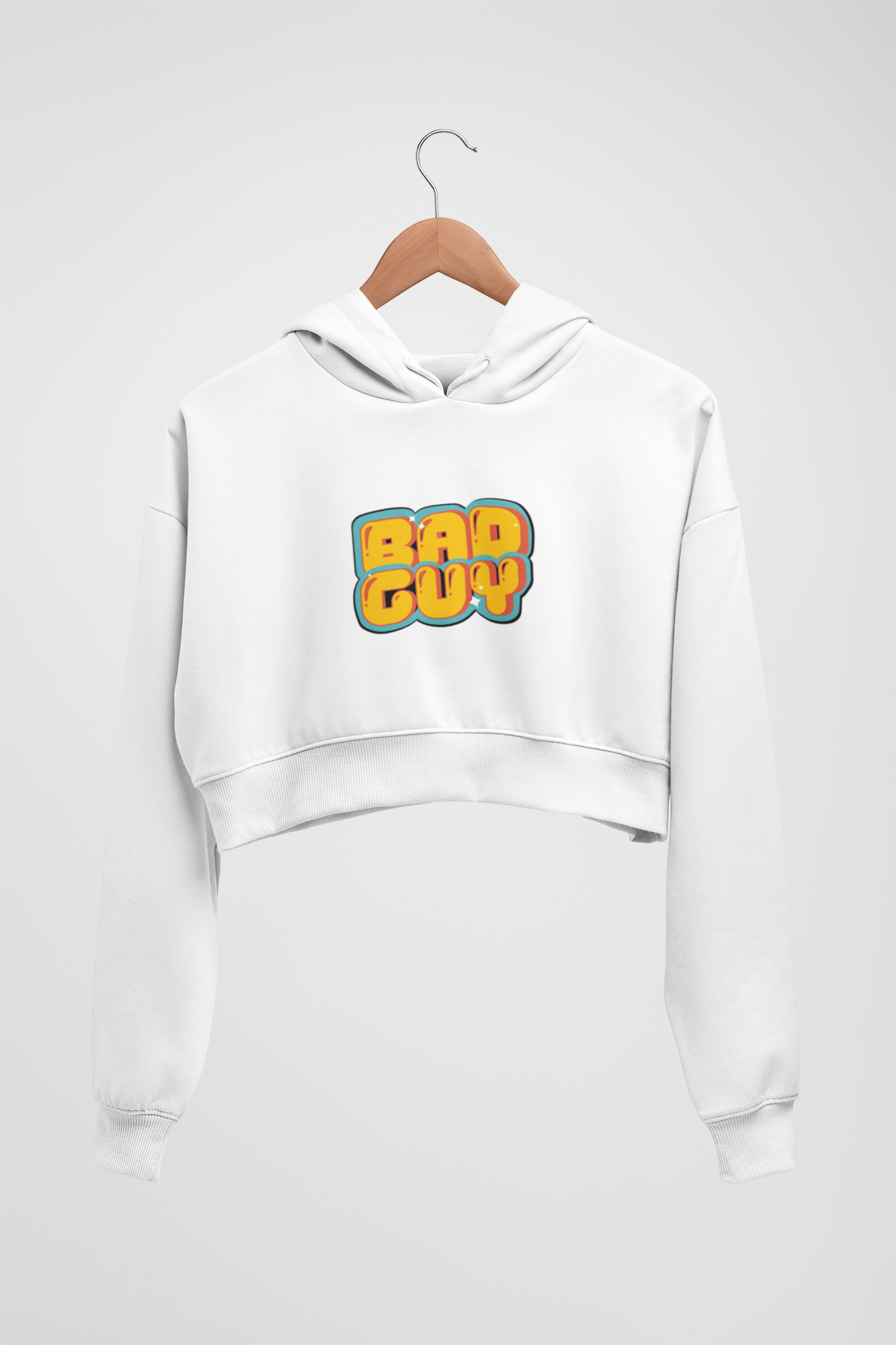 CROP HOODIES WHITE x BAD GUY