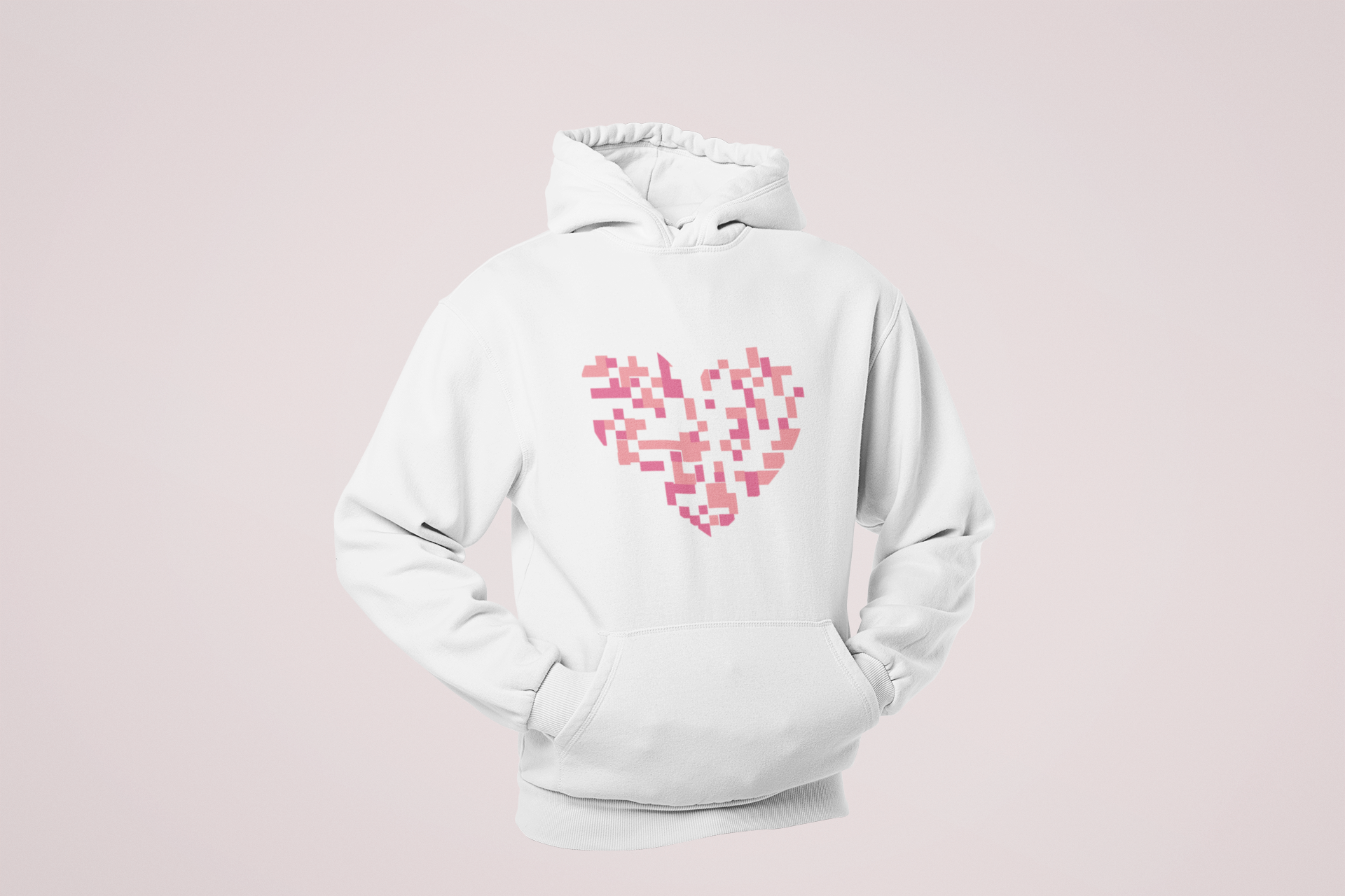 HOODIE WHITE: HEART PATTERN